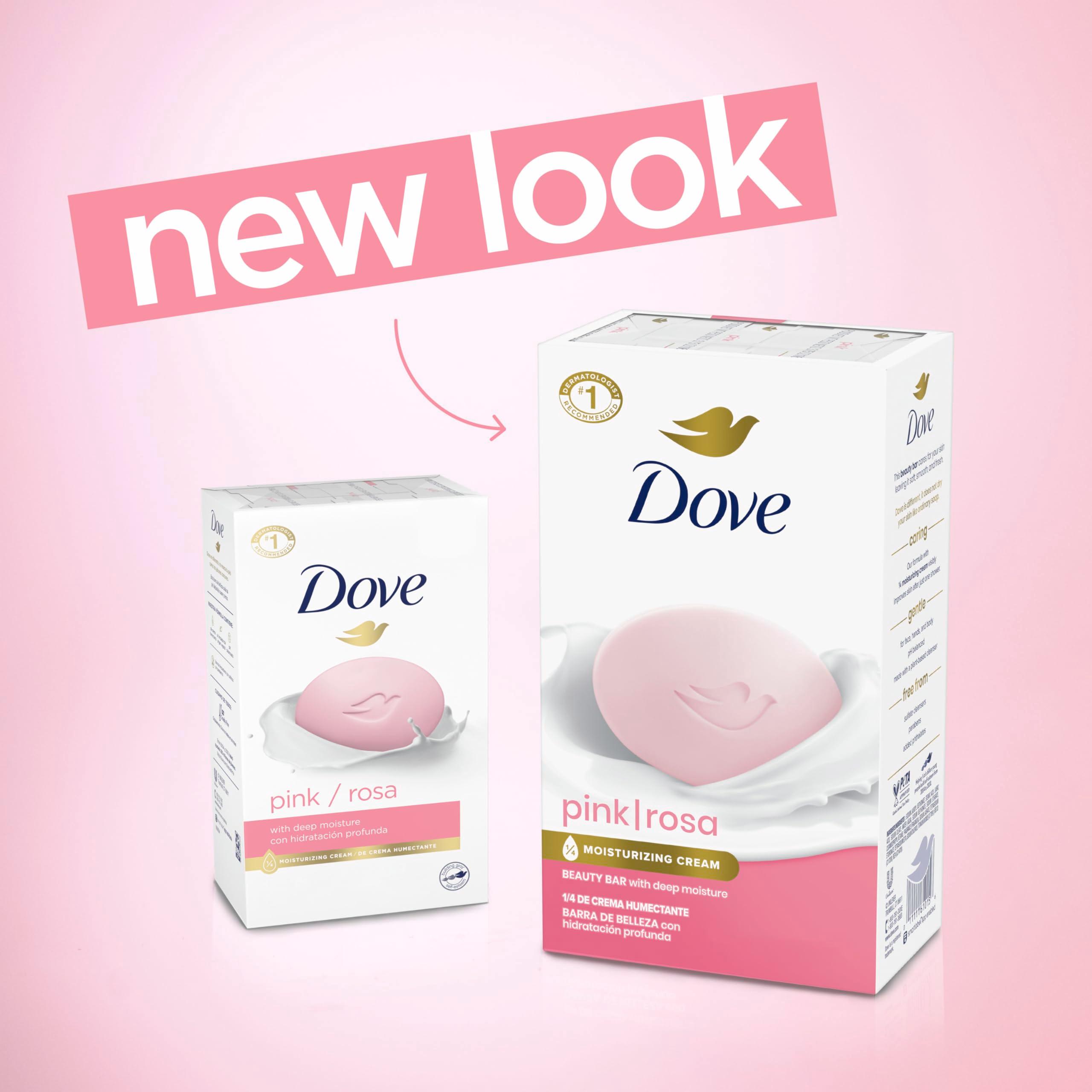 Dove Beauty Bar Soap Pink Rosa 6 Count for Soft, Smooth Skin, Cleans & Moisturizes 3.75 oz - Image 3