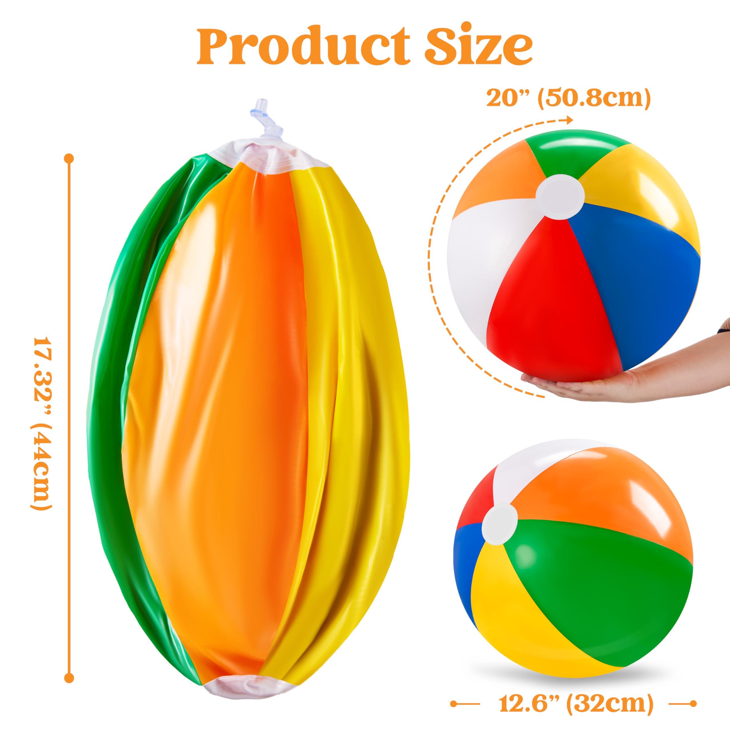 JOYIN 2-Pack 20" Beach Balls - Pool Toys Large Inflatable Beach Ball Swimming Pool Water Games, Classic Rainbow Color Beachball Luau Birthday Decorations Party Supplies Party Favors Gifts - Image 3