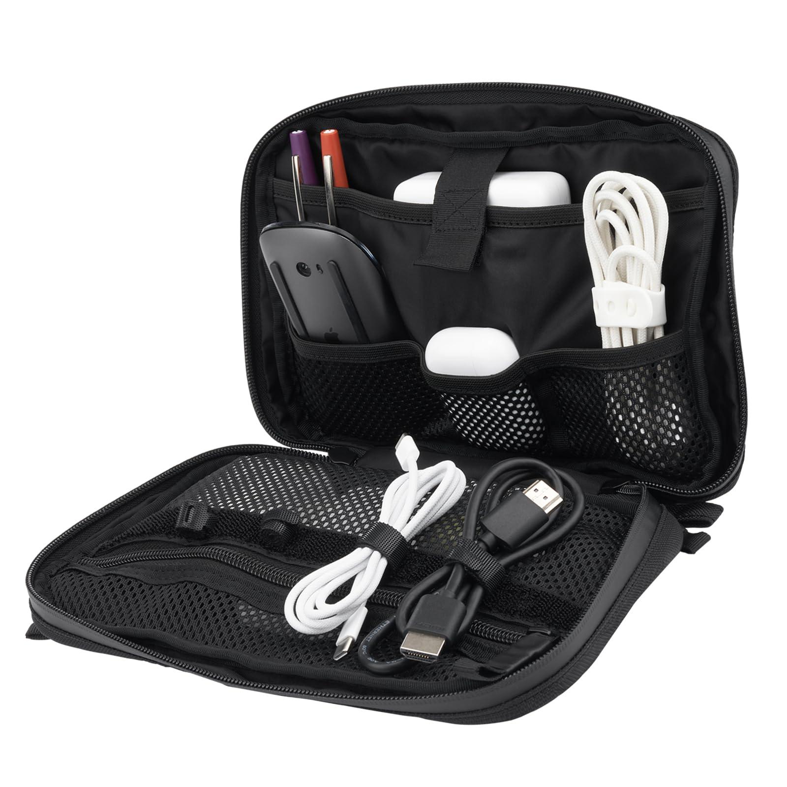 Pelican Electronic Organizer Travel Case - Portable Storage Bag with Multiple Storage Mesh Pockets for Cables, Chargers, Power Bank, AirPods - Cord Organizer and Airplane Travel Essentials Bag - Black - Image 9