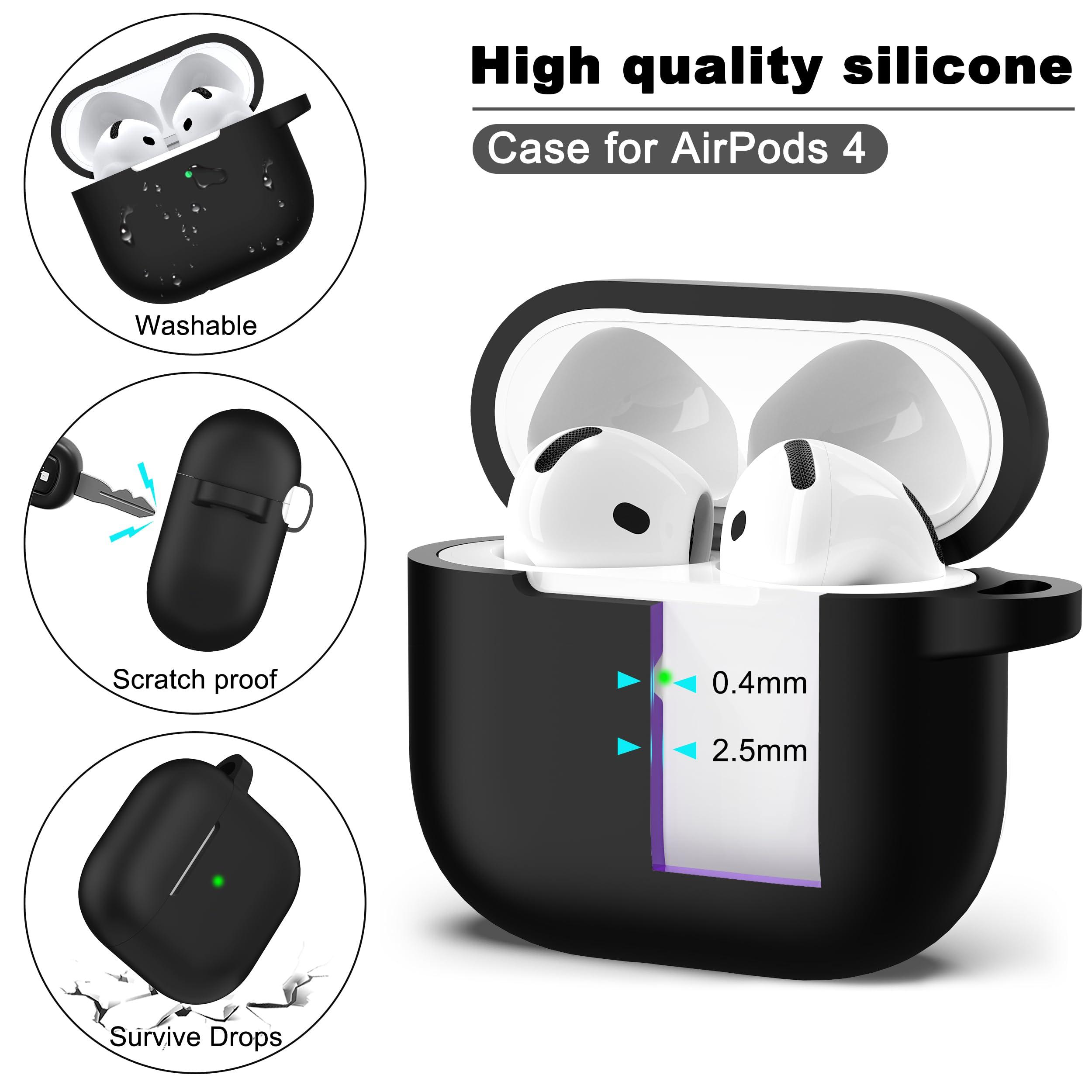 R-fun for AirPods 4 Case with Cleaner Kit,Full Protective Soft Skin Silicone Cover with Keychain for AirPods 4 Gen Case for Men Women,Compatible with Apple AirPods 4th Genaration case 2024,Black - Image 6