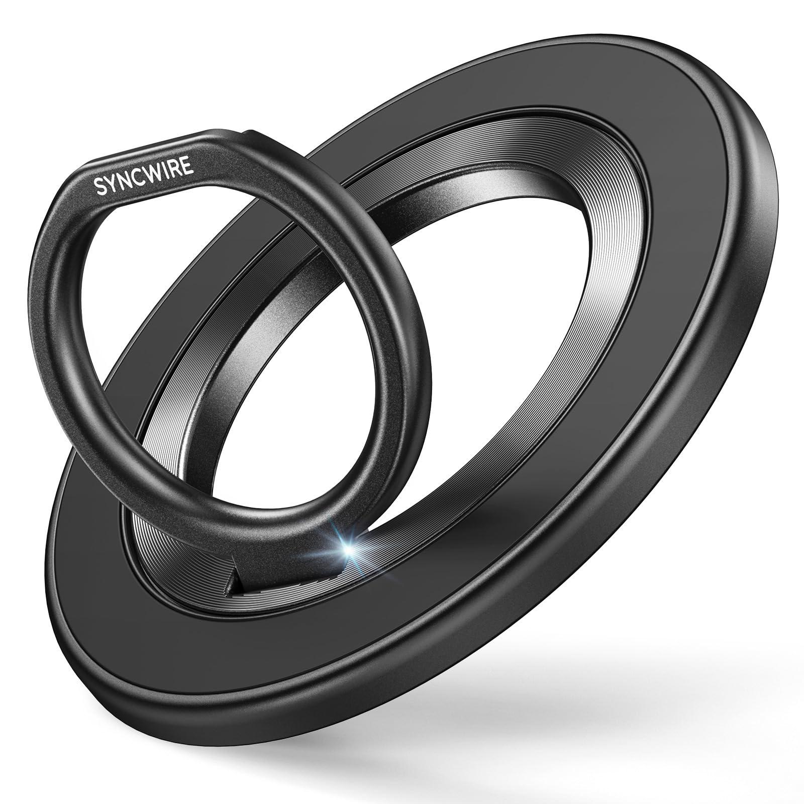 SYNCWIRE Upgraded Magnetic Phone Ring Holder for MagSafe, Magnet Cell Phone Grip Stand Finger Ring Kickstand Two-Sided Magnetic Compatible with iPhone 16 Pro Max 15 14 13 12 MagSafe Accessories