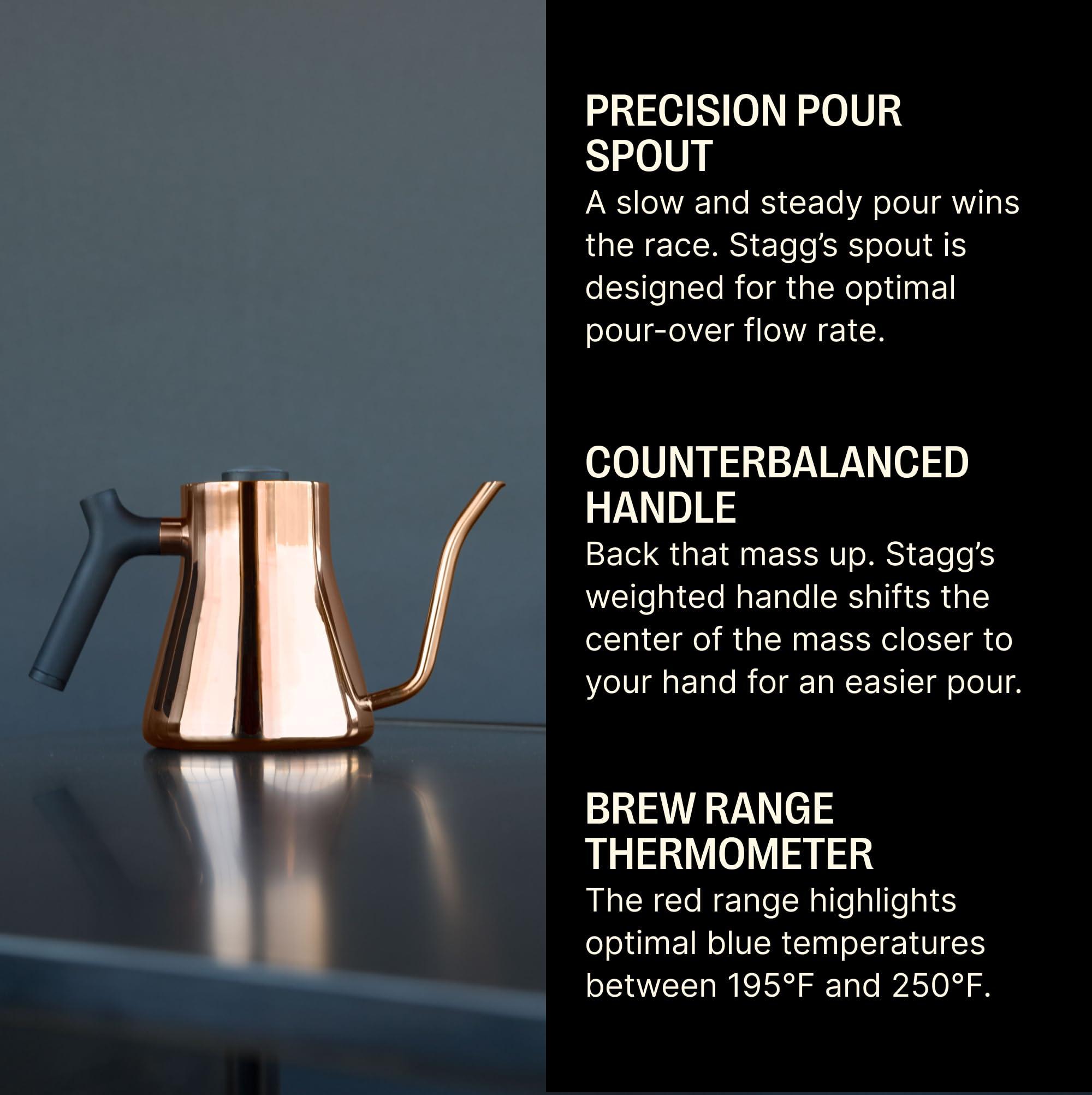 Fellow Stagg Stovetop Pour-Over Coffee and Tea Kettle - Gooseneck Teapot with Precision Pour Spout, Built-In Thermometer, Matte White, 1 Liter - Image 4