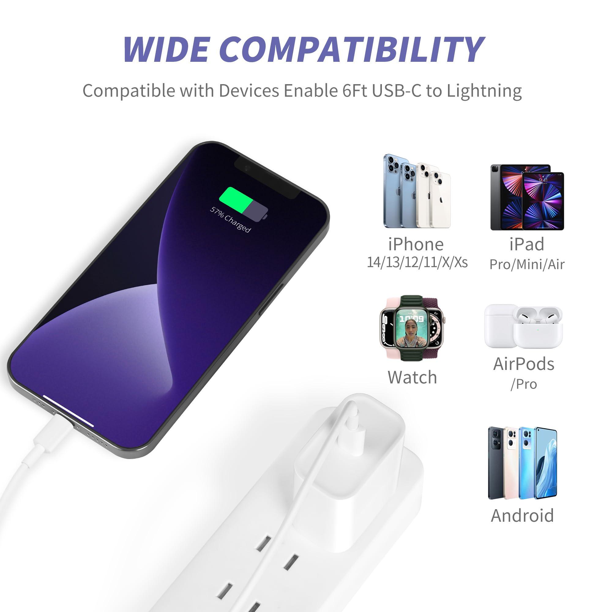 iPhone Charger Fast Charging,[Apple MFi Certified] 2Pack 20W Type C Fast Charger Block with 6FT USB C to Lightning Cable Compatible for iPhone 14/13/12/11 Pro Max/Xs Max/XR/X,iPad（White） - Image 6