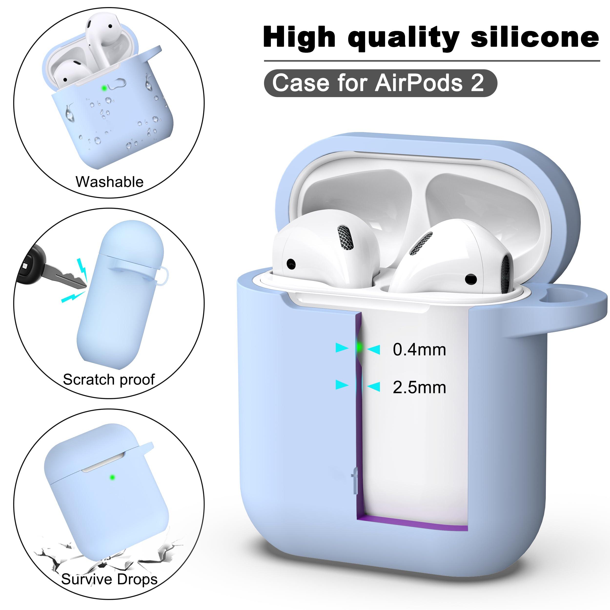 R-fun Compatible with AirPods Case Cover, Soft Silicone Protective Cover with Keychain for Women Men Compatible with Apple AirPods 2nd 1st Generation Charging Case, Front LED Visible,Sky Blue - Image 6