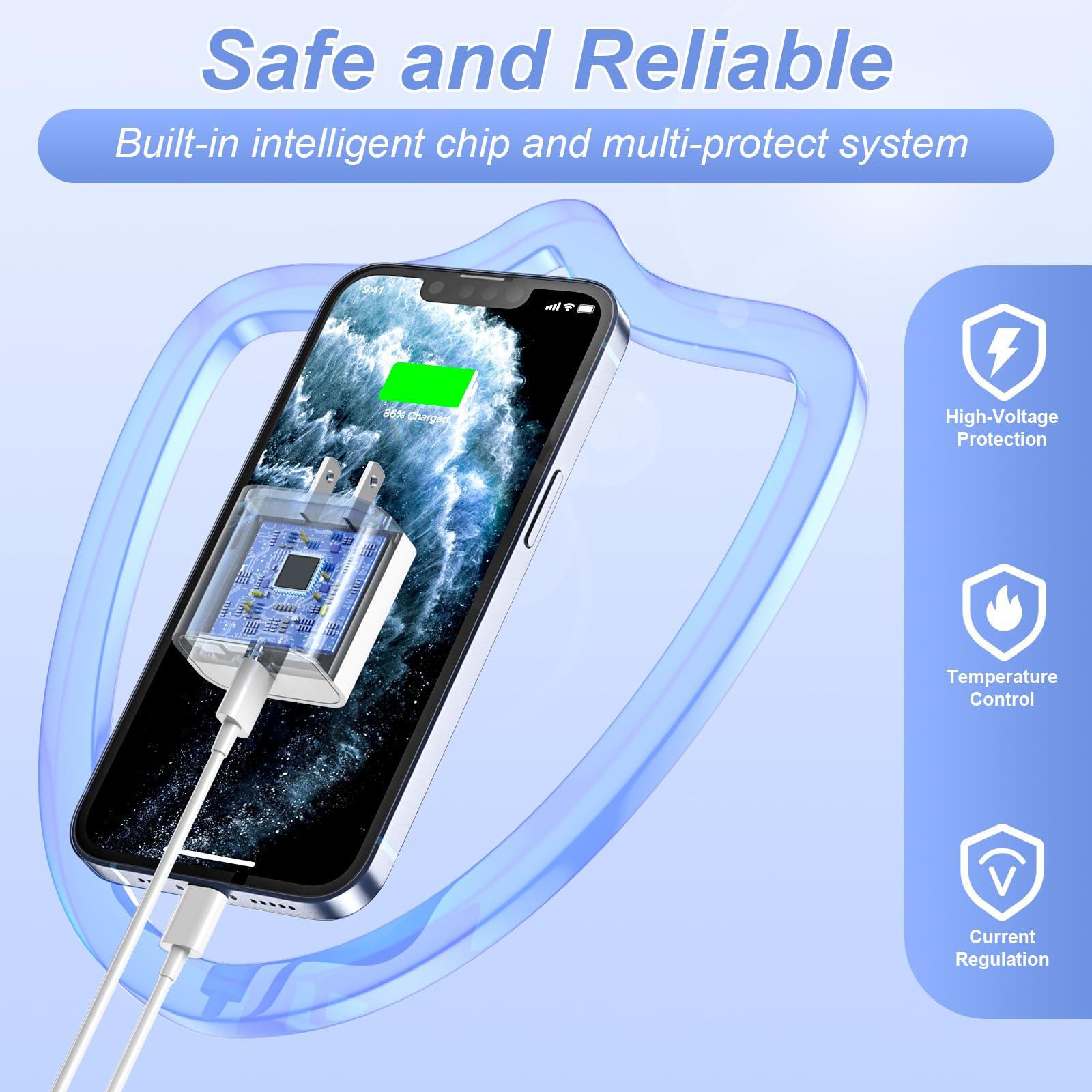 iPhone Charger Fast Charging,【Apple MFi Certified】 20W Type C Fast Charger Block with 6FT USB C to Lightning Cable for iPhone 14/13/13 Pro/12/12 Pro/12 Pro Max/11/Xs Max/XR/X,iPad,AirPods Pro, 3 Pack - Image 3
