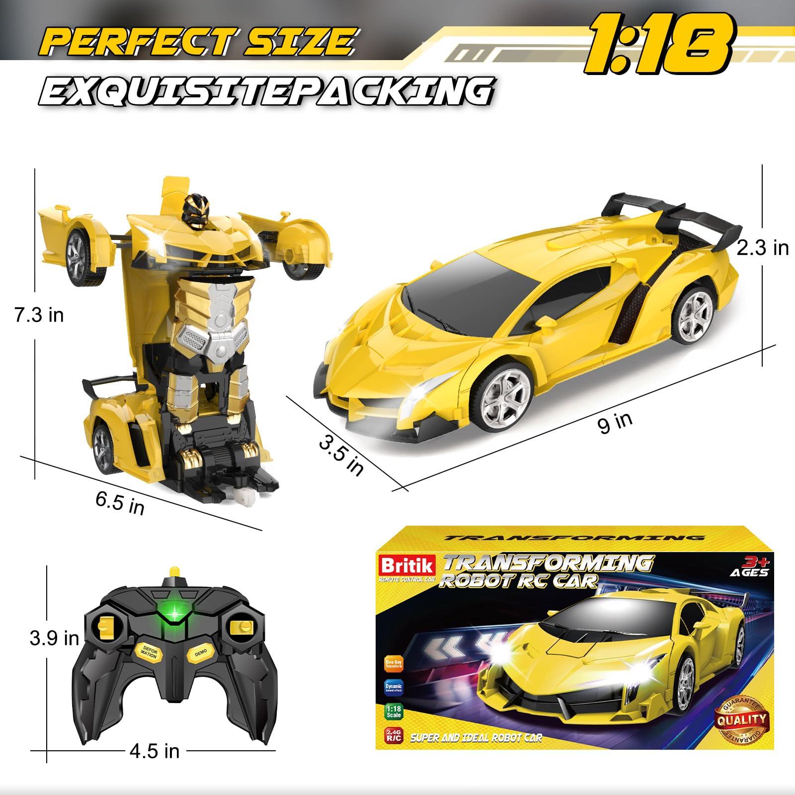 Britik Transform Remote Control Car Toy for Kids 4 5 6 7 8, Remote Control Car for Boys 4-7, Transform Cars for Boys 4-6, Toy Car 5 Year Old Boy, Toys for 3 4 5 6 7 8 9 10 11 12 Years Old Boy - Image 2