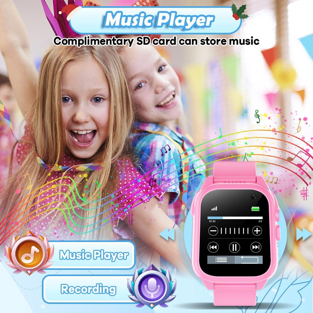 BEIARA Waterproof Kids Smart Watch for 3-12 Years Old Boys Girls Toys with 26 Game Video Camera Pedometer Music Player Alarm Clock Calculator 1.44'' HD Touchscreen Educational Toys Birthdays Gifts - Image 6