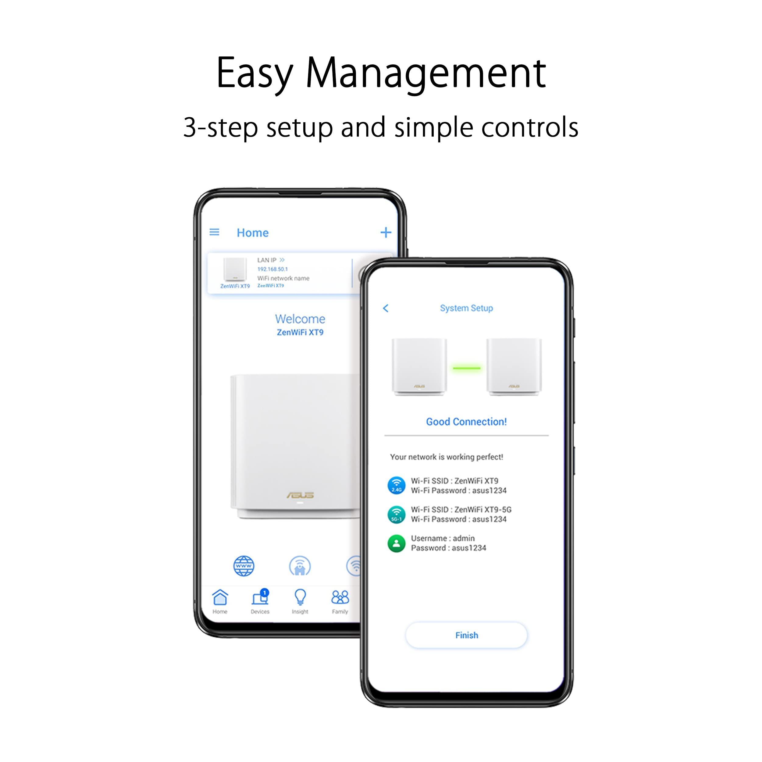 ASUS ZenWiFi XT9 AX7800 Tri-Band WiFi6 Mesh WiFiSystem (2Pack), 802.11ax, up to 5700 sq ft & 6+ Rooms, AiMesh, Lifetime Free Internet Security, Parental Controls, 2.5G WAN Port, UNII 4, Charcoal - Image 8