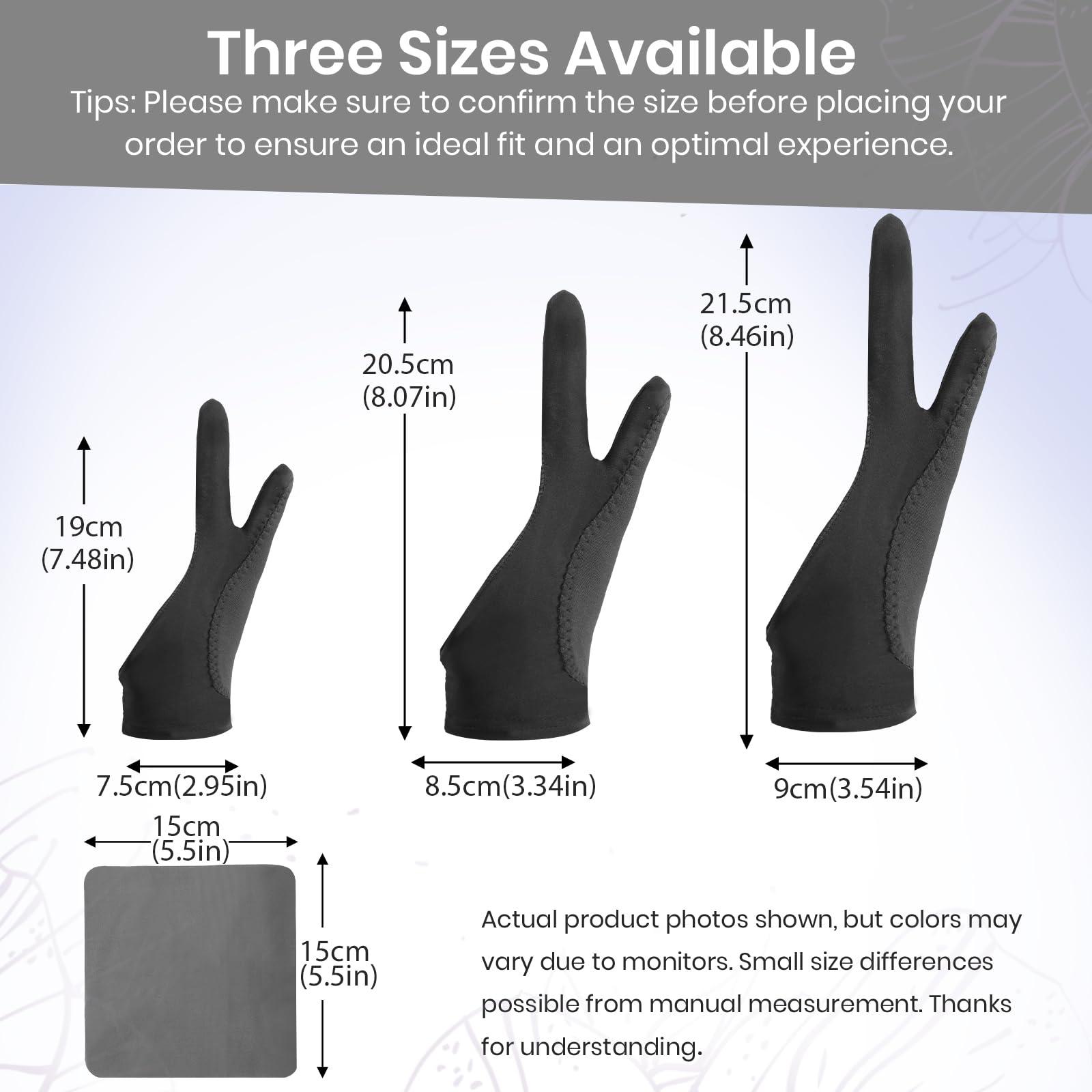 Digital Drawing Glove: 3-Layer Palm Rejection, Two-Finger Artist Glove for Drawing Tablet, iPad, Paper Sketching, Fits Left and Right Hand, Includes Cleaning Cloth(2 Pack,Black,Small) - Image 8