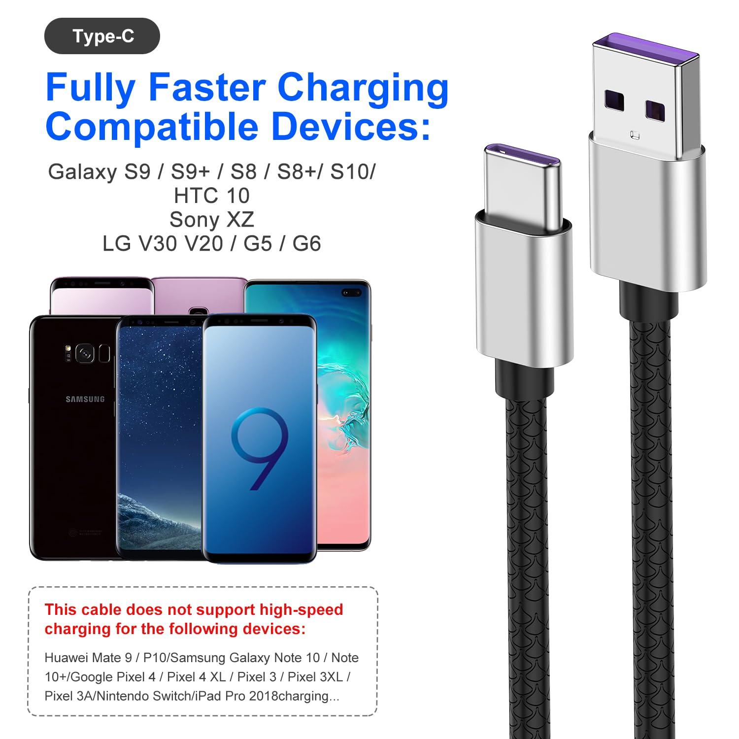 USB Type C Cable 10ft, [2 Pack] USB A 2.0 to USB-C 10 ft Type C Fast Charger Extra Long Durable TPE USBC to USBA Cord for iPhone 16/15 Pro Plus Pro Max Samsung Galaxy A10/A20/A51/S10/S9/S8 Plus/Note 9 - Image 6