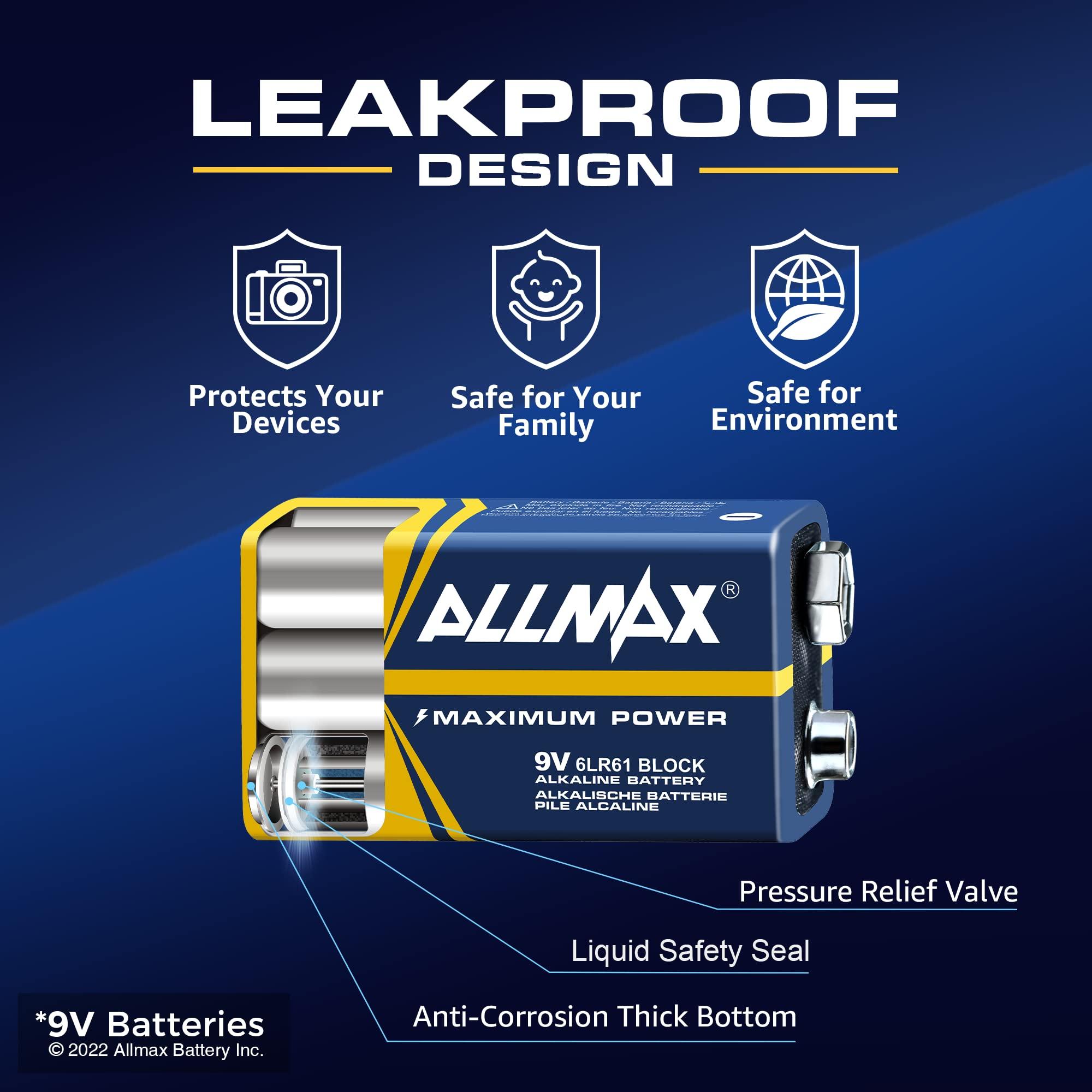 Allmax 9V Maximum Power Alkaline Batteries (48 Count) – Ultra Long-Lasting, Leakproof Design, 7-Year Shelf Life, Maximum Performance (9 Volt) - Image 4