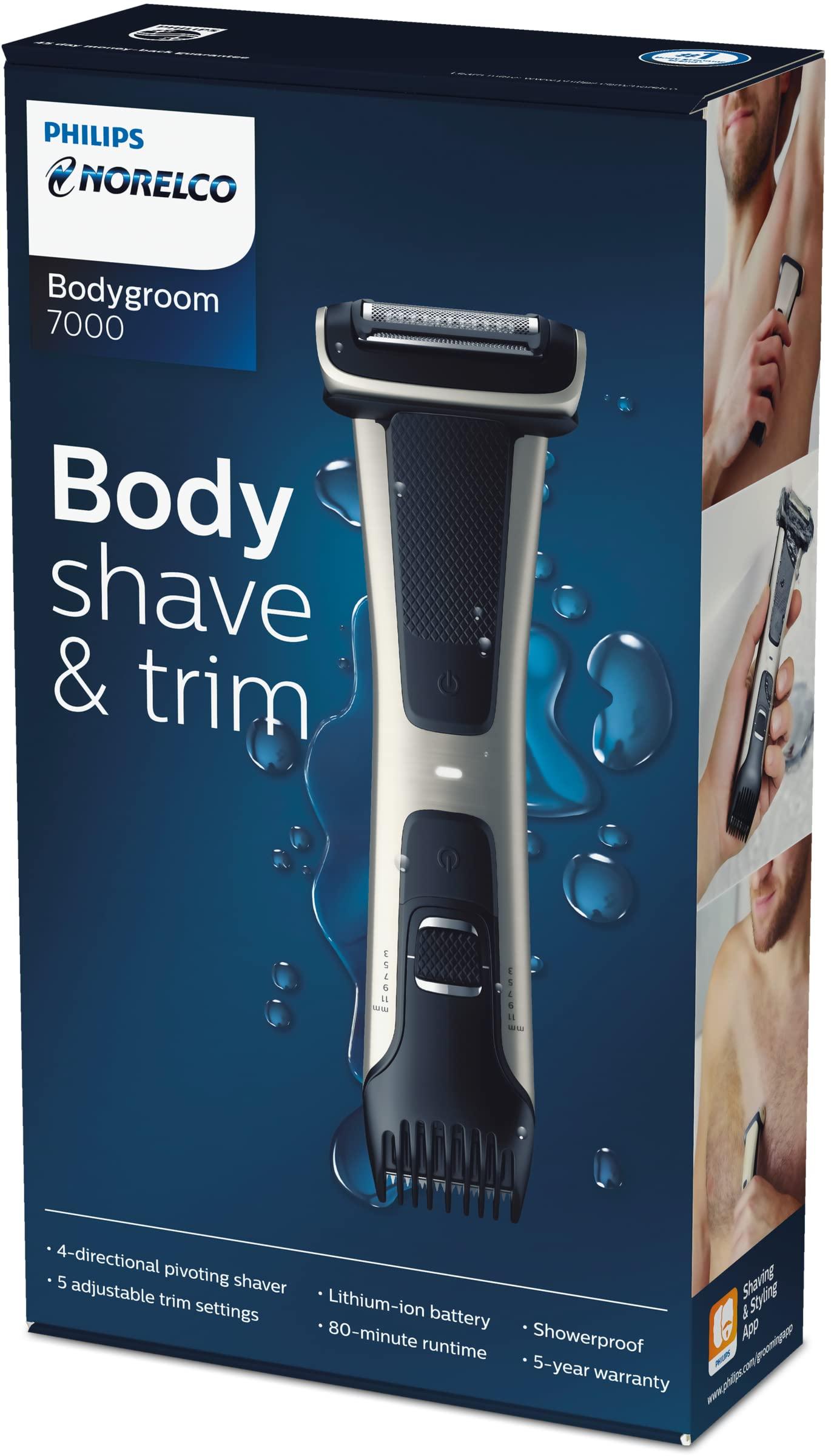 Philips Norelco Bodygroom 7000 Series, Showerproof Groin and Body Trimmer for Men, Precise Body Grooming, Adjustable Comb, Safe Even Below The Belt, 80 Min. Runtime, Model BG7030/49 - Image 9