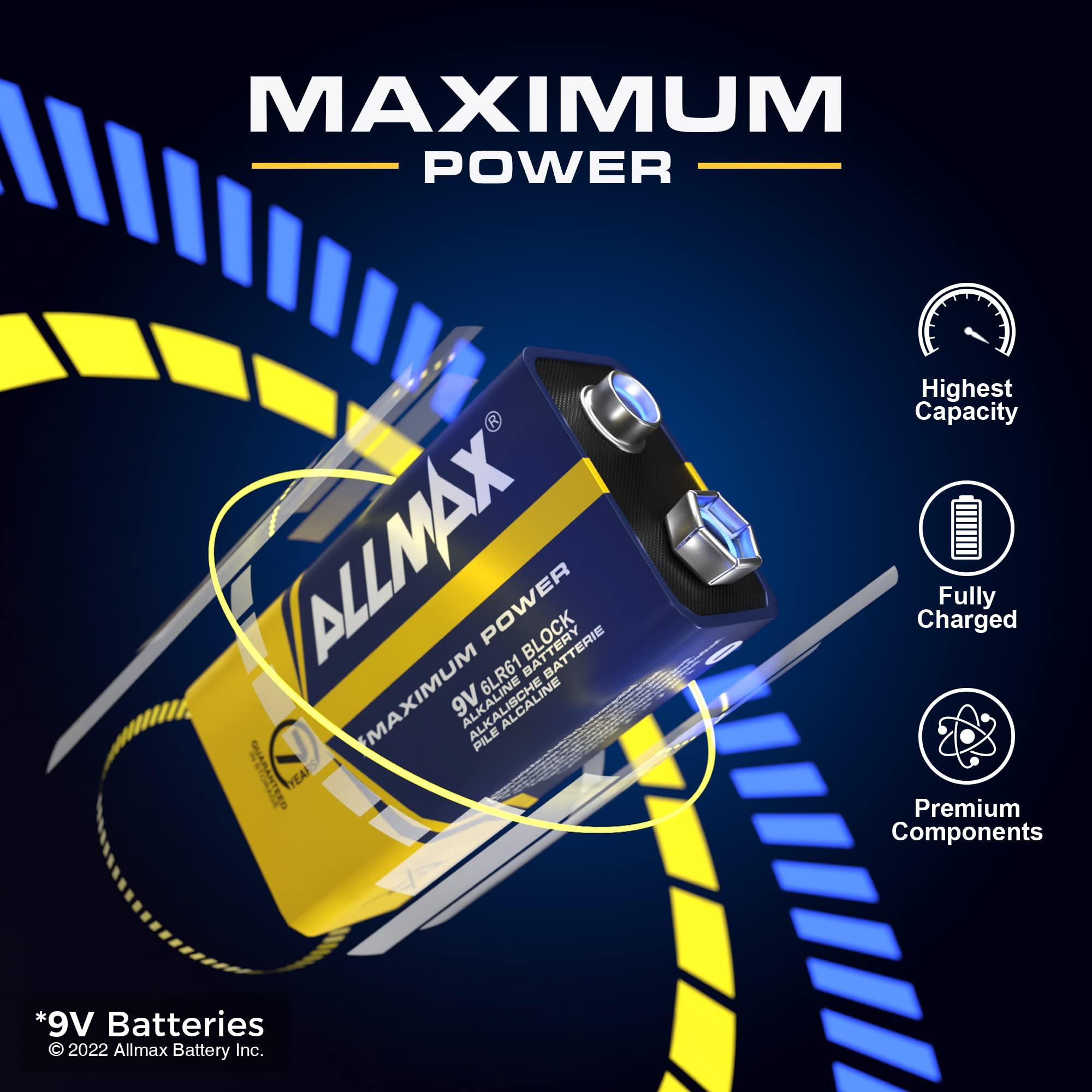 Allmax 9V Maximum Power Alkaline Batteries (48 Count) – Ultra Long-Lasting, Leakproof Design, 7-Year Shelf Life, Maximum Performance (9 Volt) - Image 2
