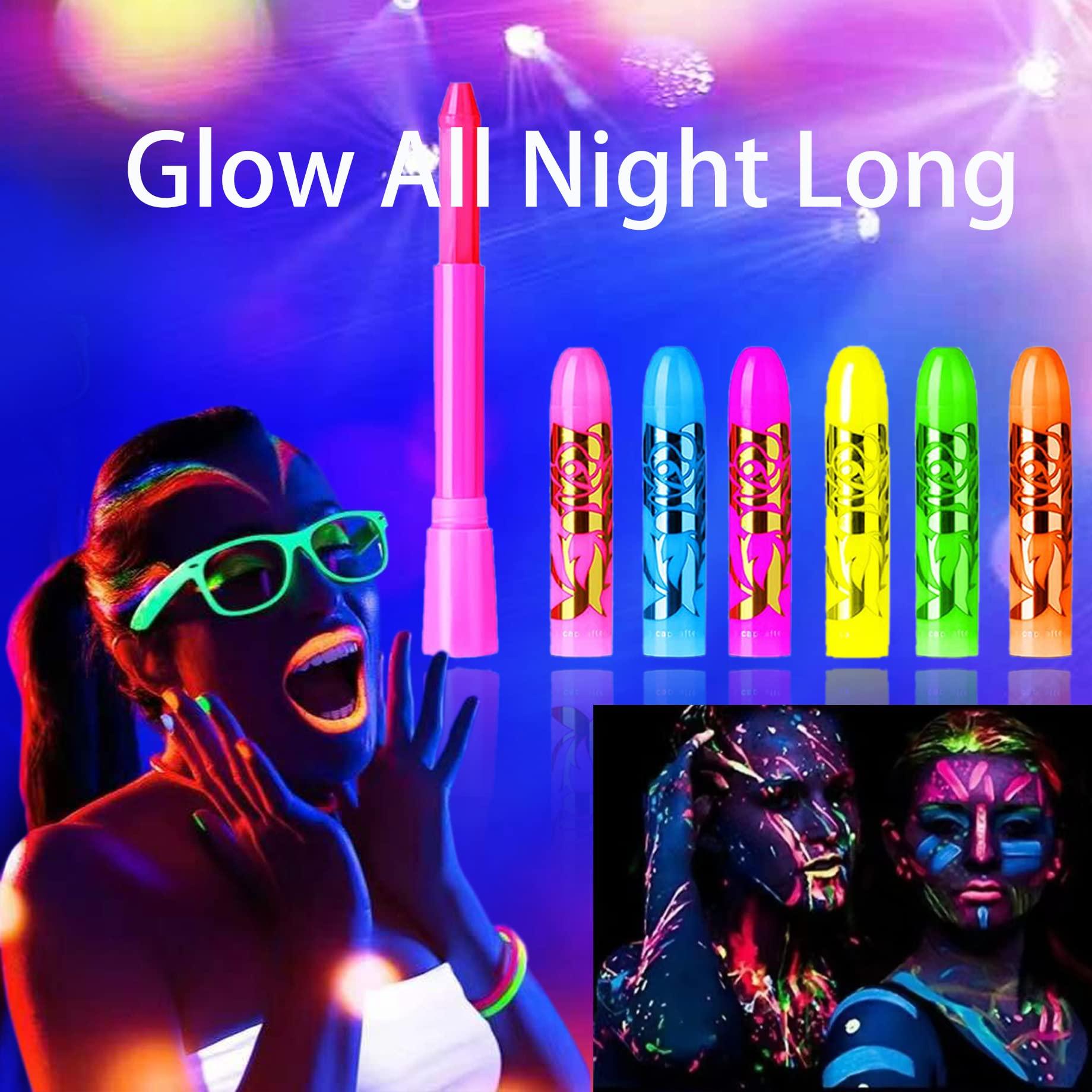 12 PCS Glow Face Body Paint, Glow In The Dark Under UV Black Light Sticks Makeup Neon Face Painting Kits for Adult Halloween Festival Accessory Glow Party Supplies - Image 4