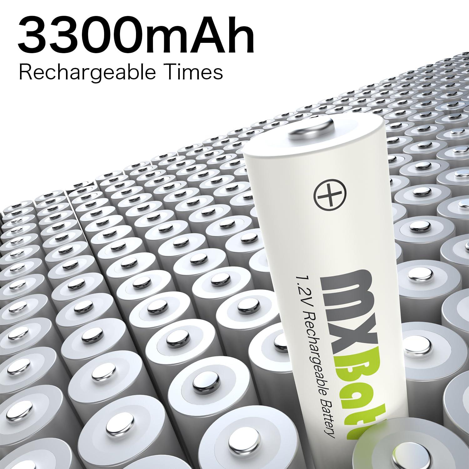 MXBatt Rechargeable AA Batteries Pre Charged High Capacity 3300mAh NiMH Double A Battery 1.2V Low Self Discharge Pack of 24, for Cordless Phones, Home Security, Household, Business Devices - Image 7