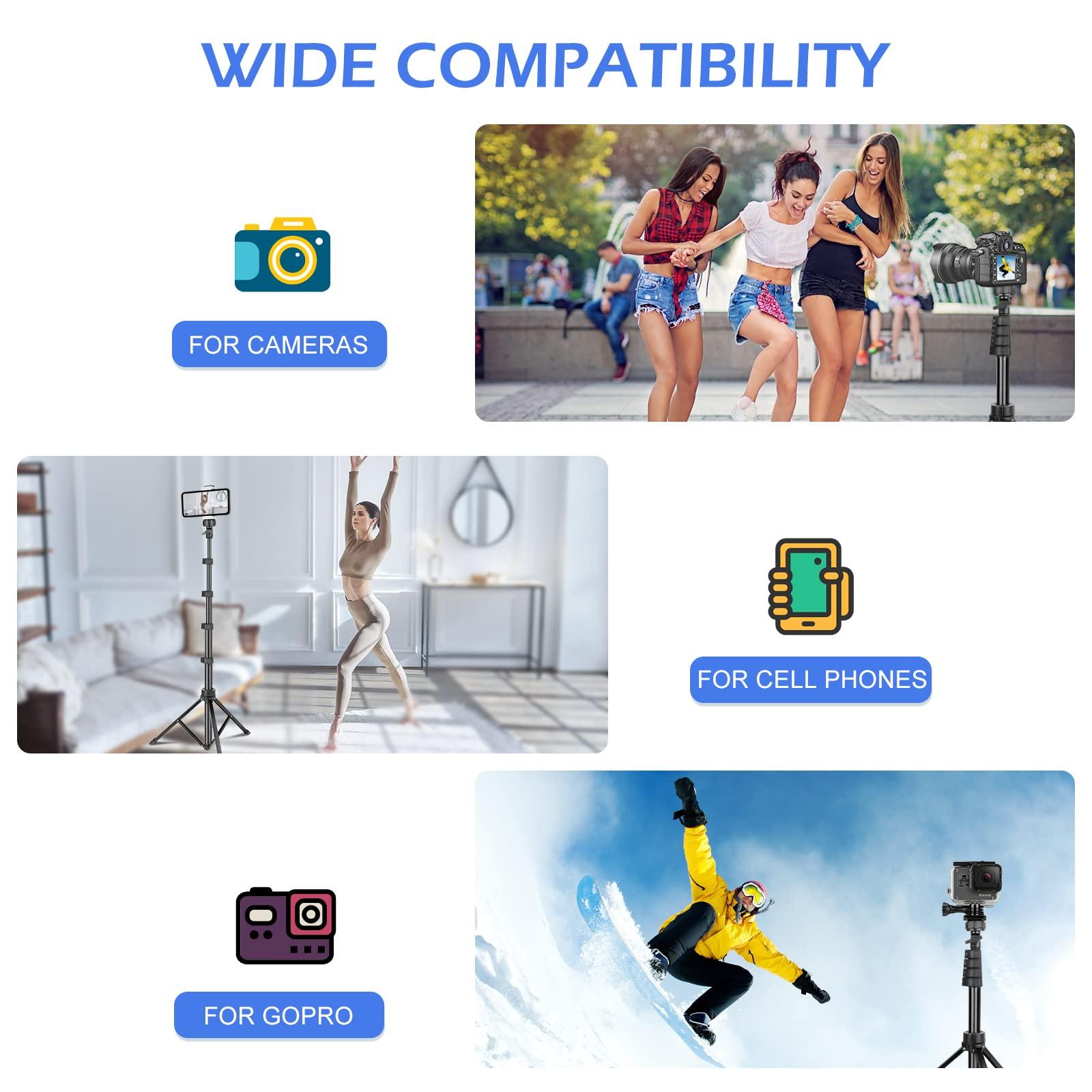 Sensyne 67" Phone-Tripod, Extendable Cell Phone Tripod Stand & Selfie Stick with Wireless Remote and Phone Holder, Compatible with iPhone Android Phone, Camera - Image 3