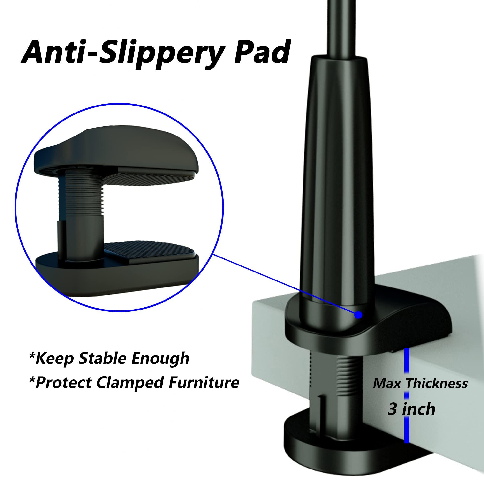 Cell Phone Clip Bed Stand Holder, with Grip Flexible Long Arm Gooseneck Bracket Mount Clamp for Desk, Compatible with iPhone 14 Pro Max XR X 8 7 6 or Other 3.5-7" Devices (Black) - Image 5