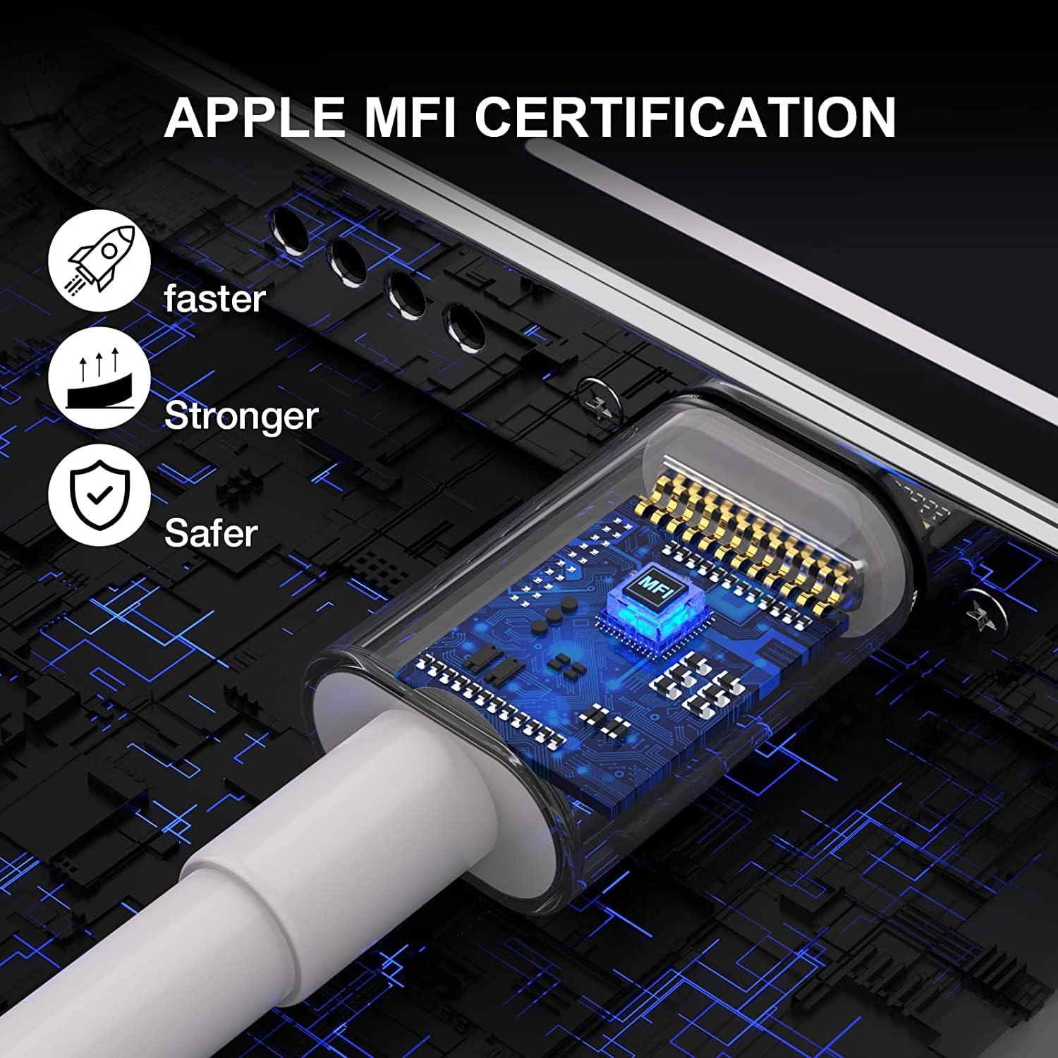 iPhone Charger Fast Charging,10 FT iPhone Charger [MFi Certified] 2Pack Long Charging Cable with 20W USB C Charger Block with USBC to Lightning Cable Compatible with iPhone 14 13 12 11 Pro Max Xr X 8 - Image 6