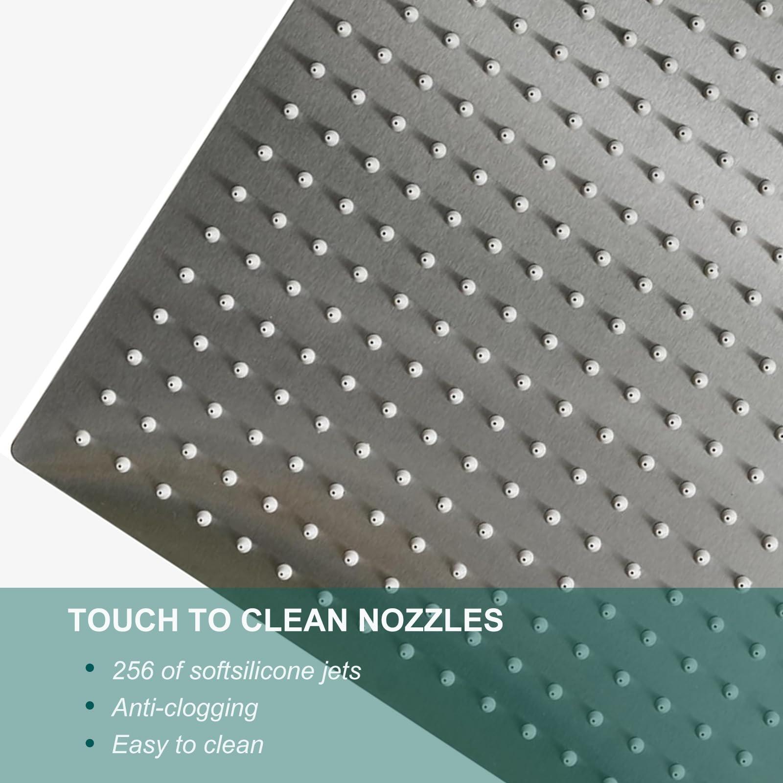 Hoimpro 12 Inch Square Rain Shower Head, Large Waterfall Rainfall Showerhead, High Pressure Stainless Steel Rainhead, 1/16'' Ultra-Thin Water Saving Design with Silicone Nozzle, Brushed Nickel - Image 6