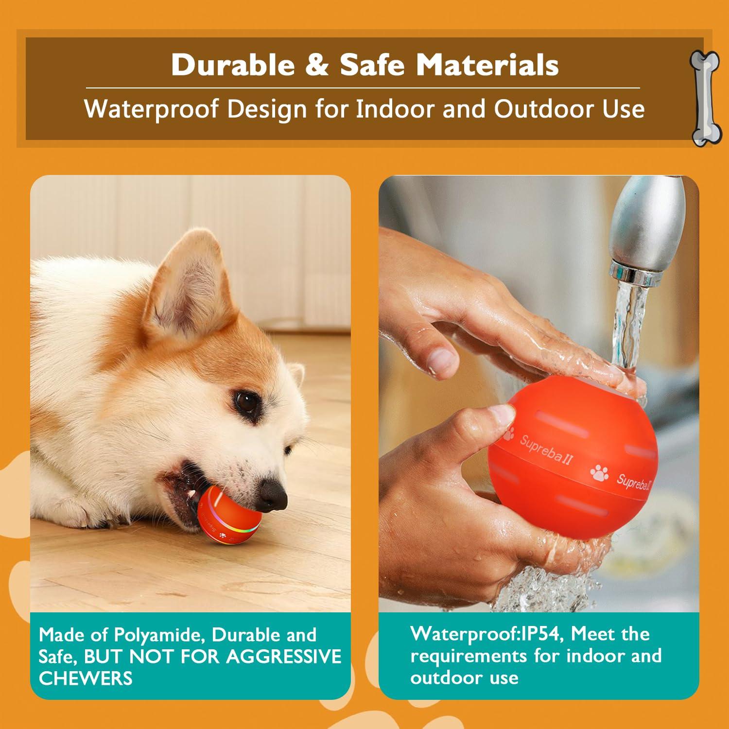 PetDroid Interactive Dog Toys Dog Ball,[2025 Newly Upgraded] Durable Motion Activated Automatic Rolling Ball Toys for/Small/Medium/Large Dogs,USB Rechargeable (Orange) - Image 4