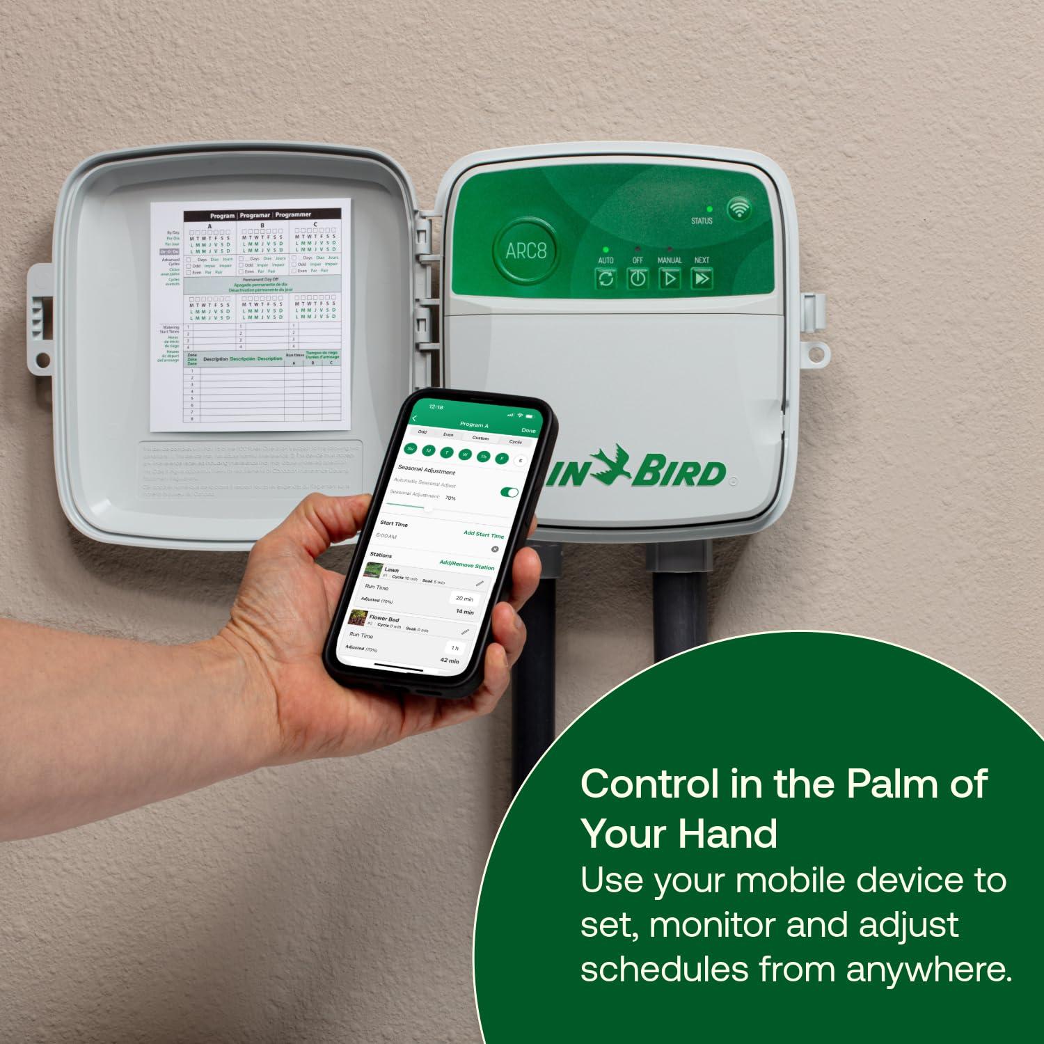 Rain Bird ARC8 App-Based Indoor/Outdoor Smart Irrigation WiFi Timer/Controller, 8-Zone/Station, EPA WaterSense Certified, Compatible with Alexa - Image 3