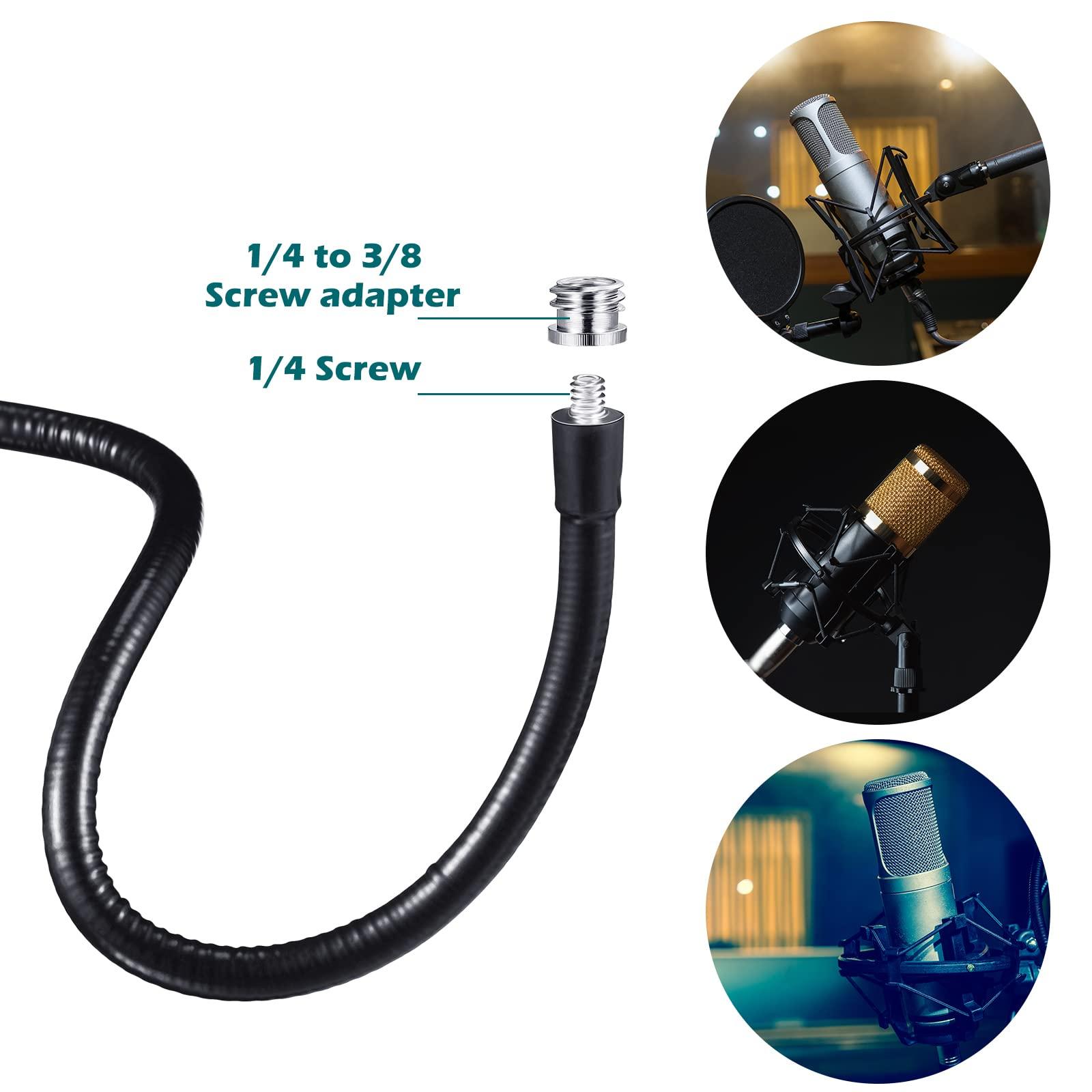 2 Pcs Gooseneck Mic Stand Mic Holder Microphone Stand Mount Adjustable Arm Adapter Podium Microphone Flexible Gooseneck Desktop 3/8 to 5/8 Inch with Clip Desk Clamp Music Recording Equipment - Image 4