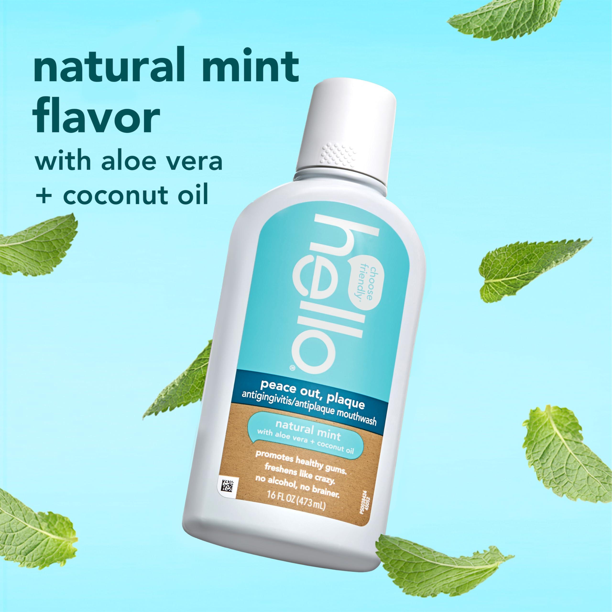Hello Antiplaque and Whitening Fluoride Free Toothpaste and Naturally Healthy Antigingivitis Mouthwash, Alcohol Free, Vegan, SLS Free and Gluten Free, 4.7 Ounce Tubes, 16 Ounce Bottle - Image 5