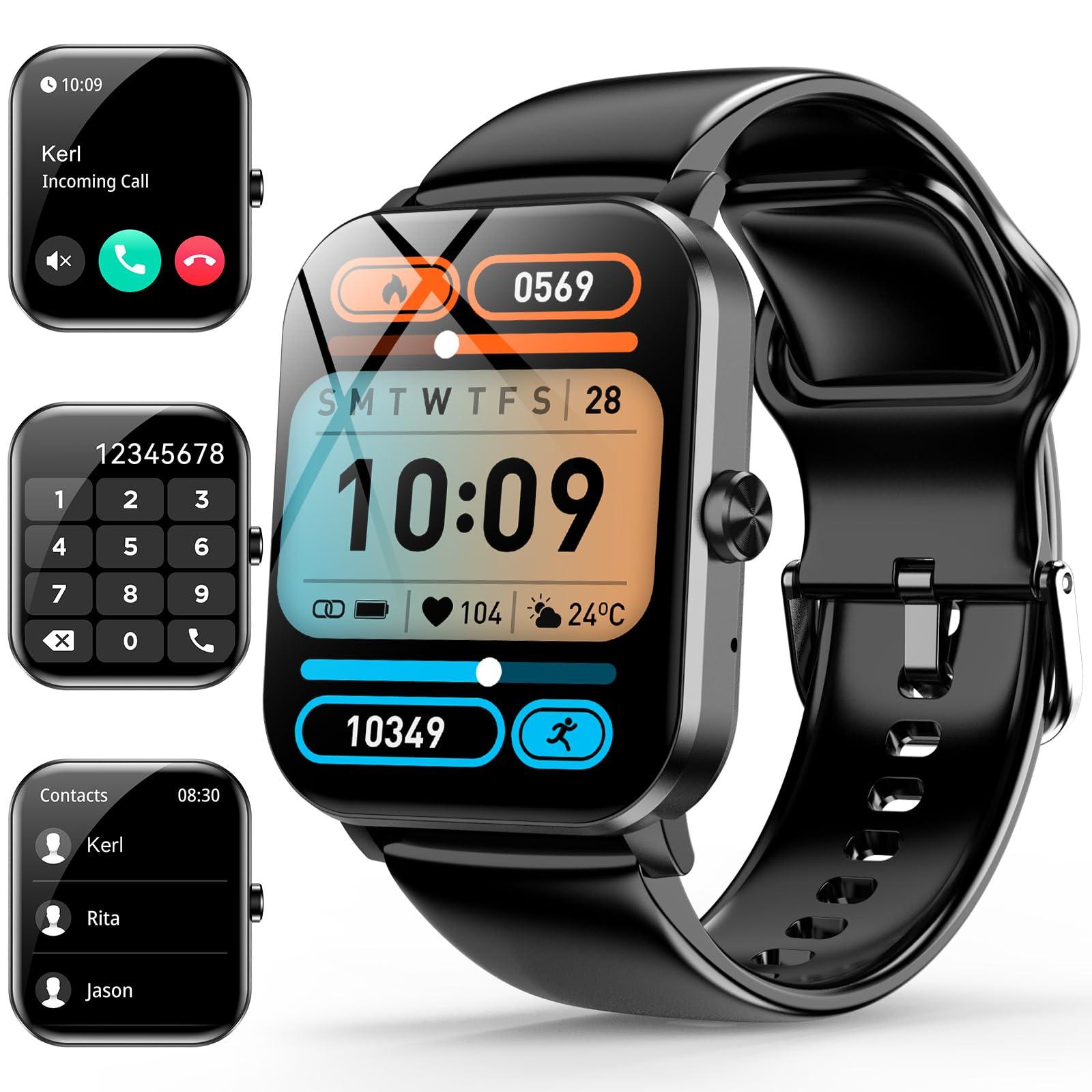 Smart Watch, 1.85" Smartwatch for Men Women (Answer/Make Call), Heart Rate, Sleep Monitor, Pedometer, 120+ Sport Modes Activity Tracker, IP68 Waterproof Fitness Watch for Android iOS (Black)