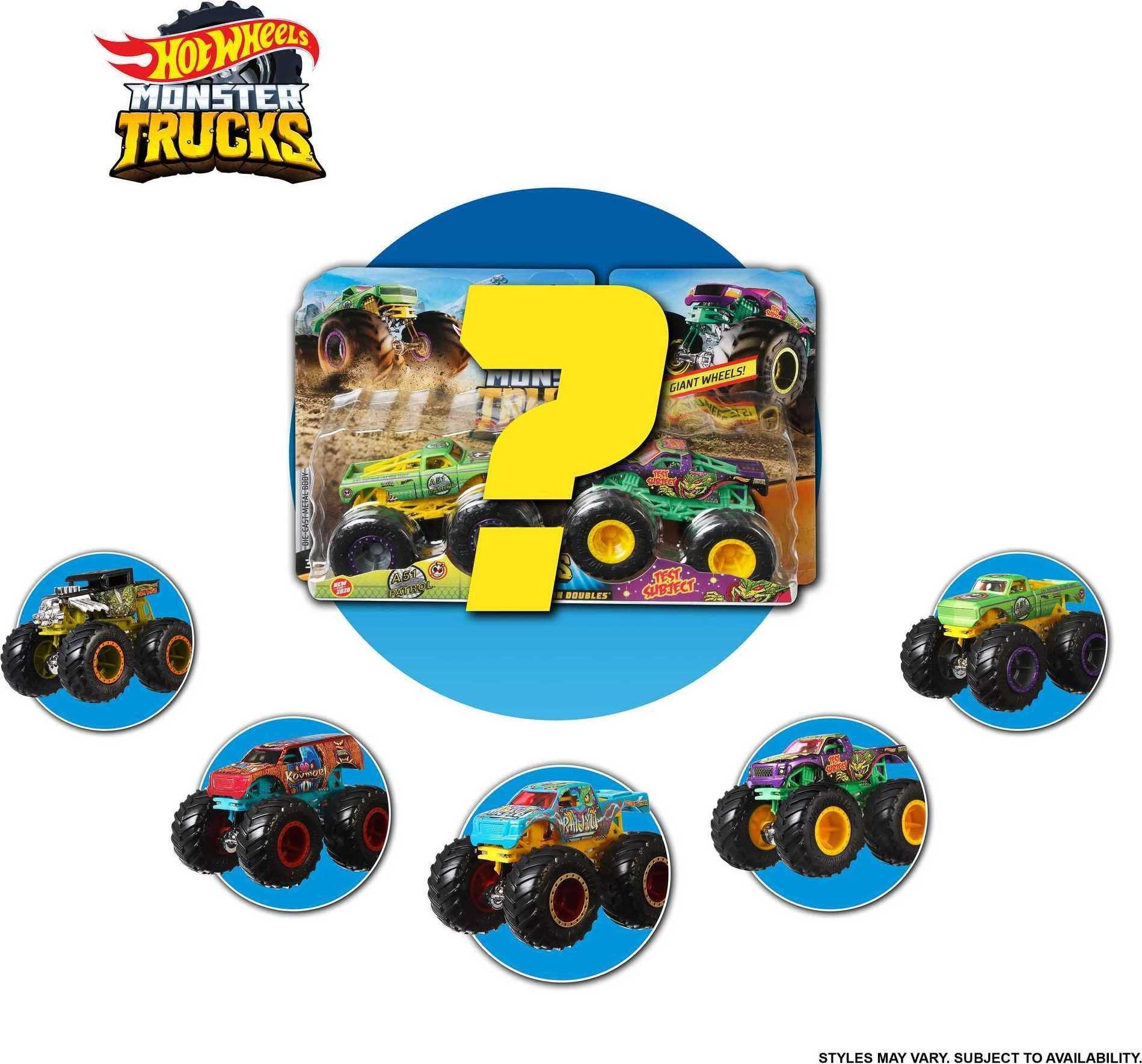 Hot Wheels Monster Trucks 1:64 Scale 2-Pack Assortment with Giant Wheels - Image 4