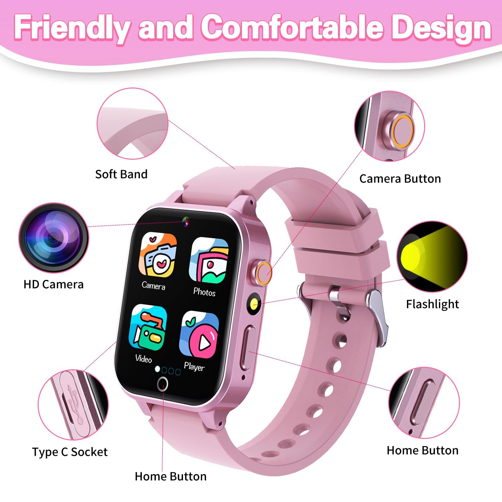 Kids Smart Watch Girls Gift for Girl Aged 6-12, HD TouchScreen Kids Watch with 26 Games Video Camera Music Pedometer Audiostory Learn Card Educational Toys Birthday Gifts for Girls Ages 5 6 7 8 9 - Image 7