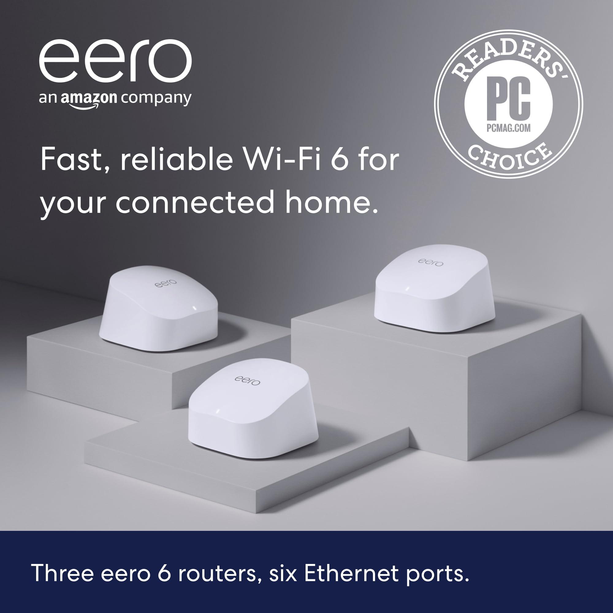 Amazon eero 6 mesh Wi-Fi system | Supports speeds up to 500 mbps | Connect to Alexa | Coverage up to 4,500 sq. ft. | 3-pack, three routers - Image 8