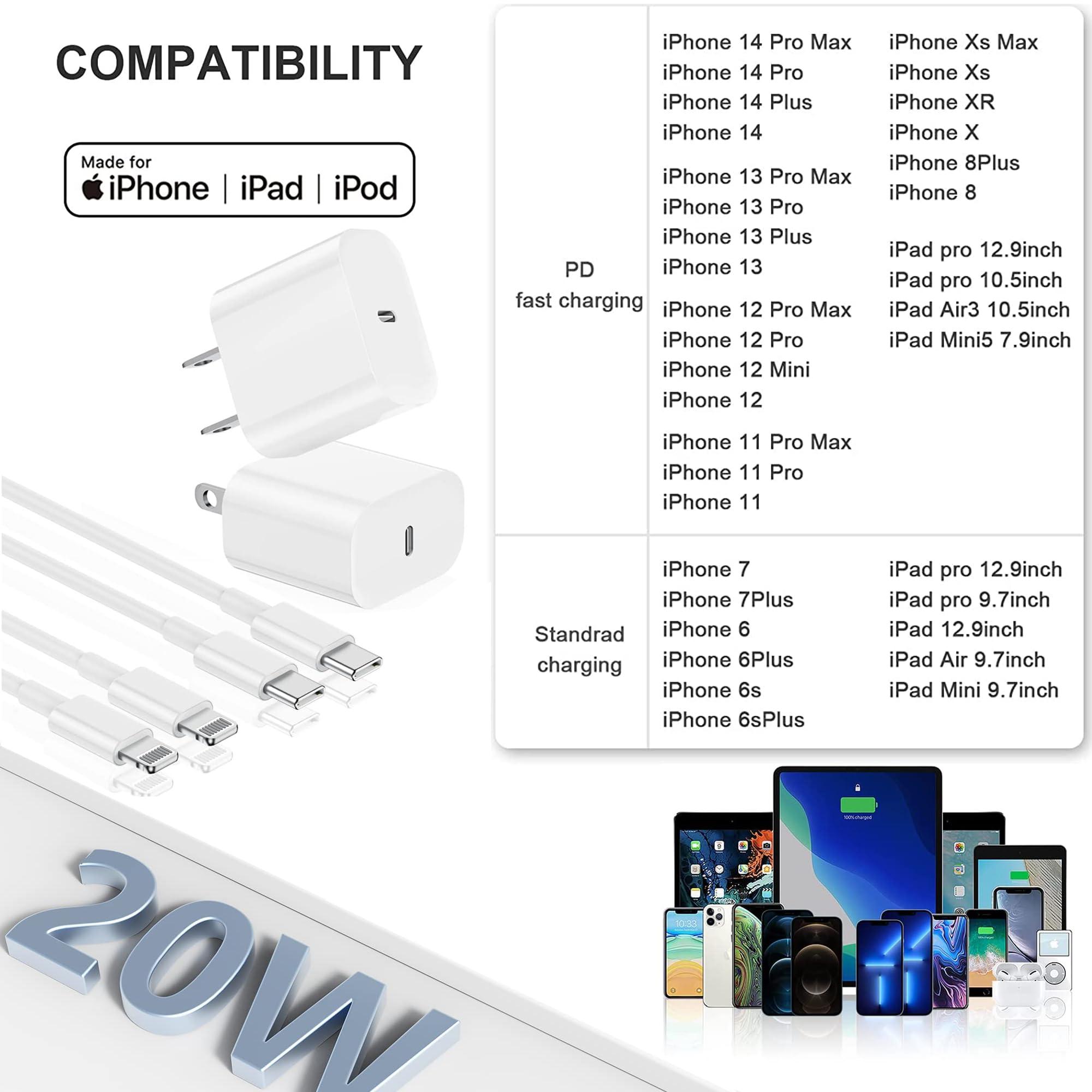 iPhone Charger Fast Charging,10 FT iPhone Charger [MFi Certified] 2Pack Long Charging Cable with 20W USB C Charger Block with USBC to Lightning Cable Compatible with iPhone 14 13 12 11 Pro Max Xr X 8 - Image 3