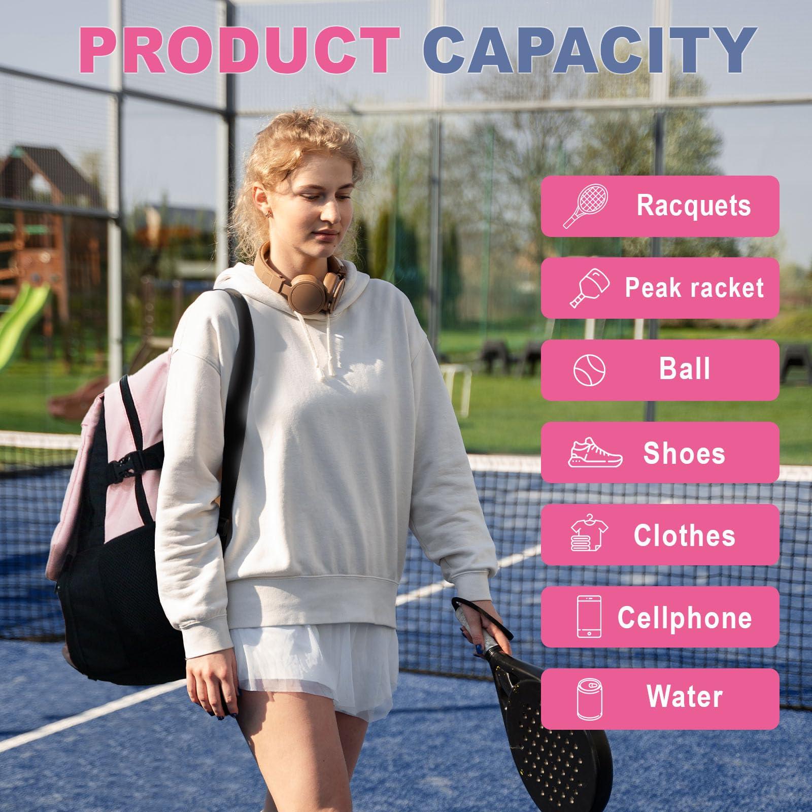 UNIHIMAL Tennis Bag-Tennis Backpack for Women Men 2 Rackets with Separate Shoe Compartment & Insulated Pocket - Image 7