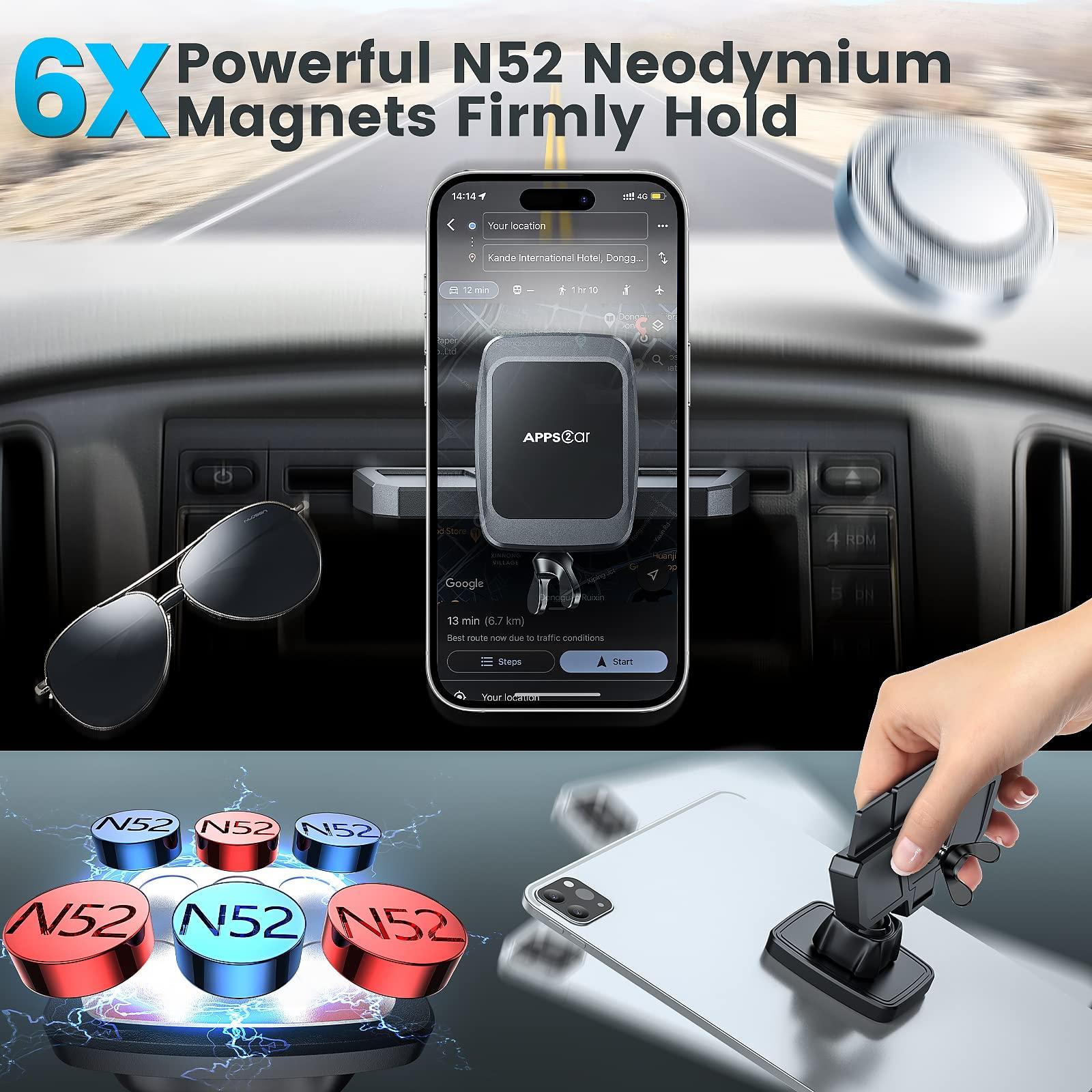 APPS2Car Magnetic CD Phone Holder for Car, Anti Shake Magnet CD Slot Phone Mount, Car Truck Accessories, Compatible with iPhone, Samsung & All Cellphones, for Smartphone Mobile - Image 2