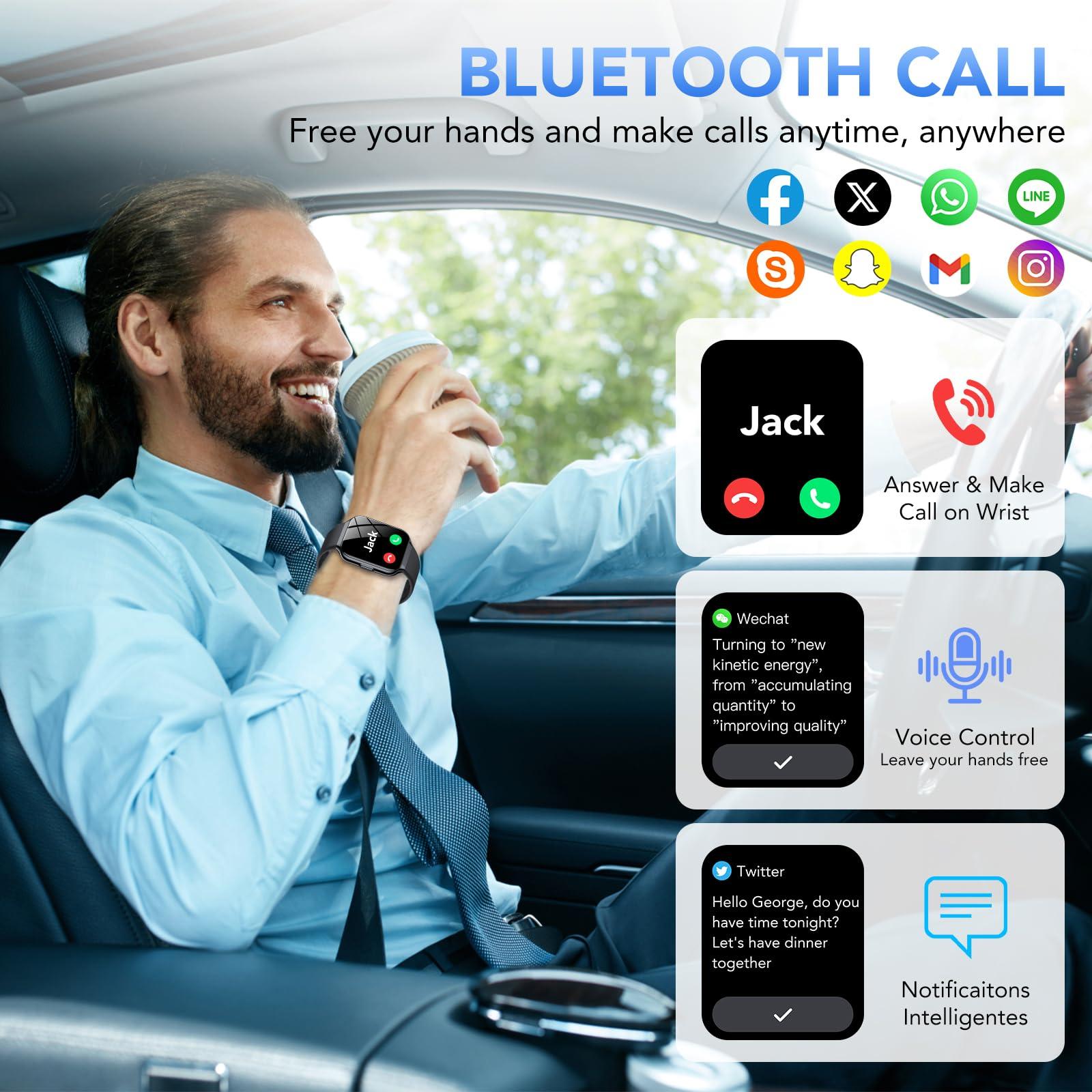 Smart Watch for Men Women, 1.96" Smartwatch (Answer/Make Call), IP68 Waterproof Fitness Tracker, 112+ Sport Modes, Heart Rate and Sleep Monitor, Pedometer, Smartwatches for Android iOS,Black - Image 4