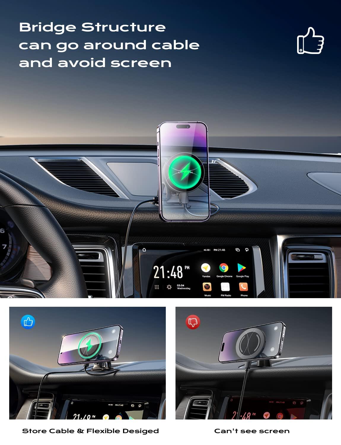 LISEN for 15W MagSafe Car Mount Charger,Magnetic Wireless Car Charger for iPhone 16 Pro Max Accessories,Magnetic Phone Holder for iPhone 16e 15 14 13 12,Samsung with MagSafe,Gifts for Men Women - Image 8