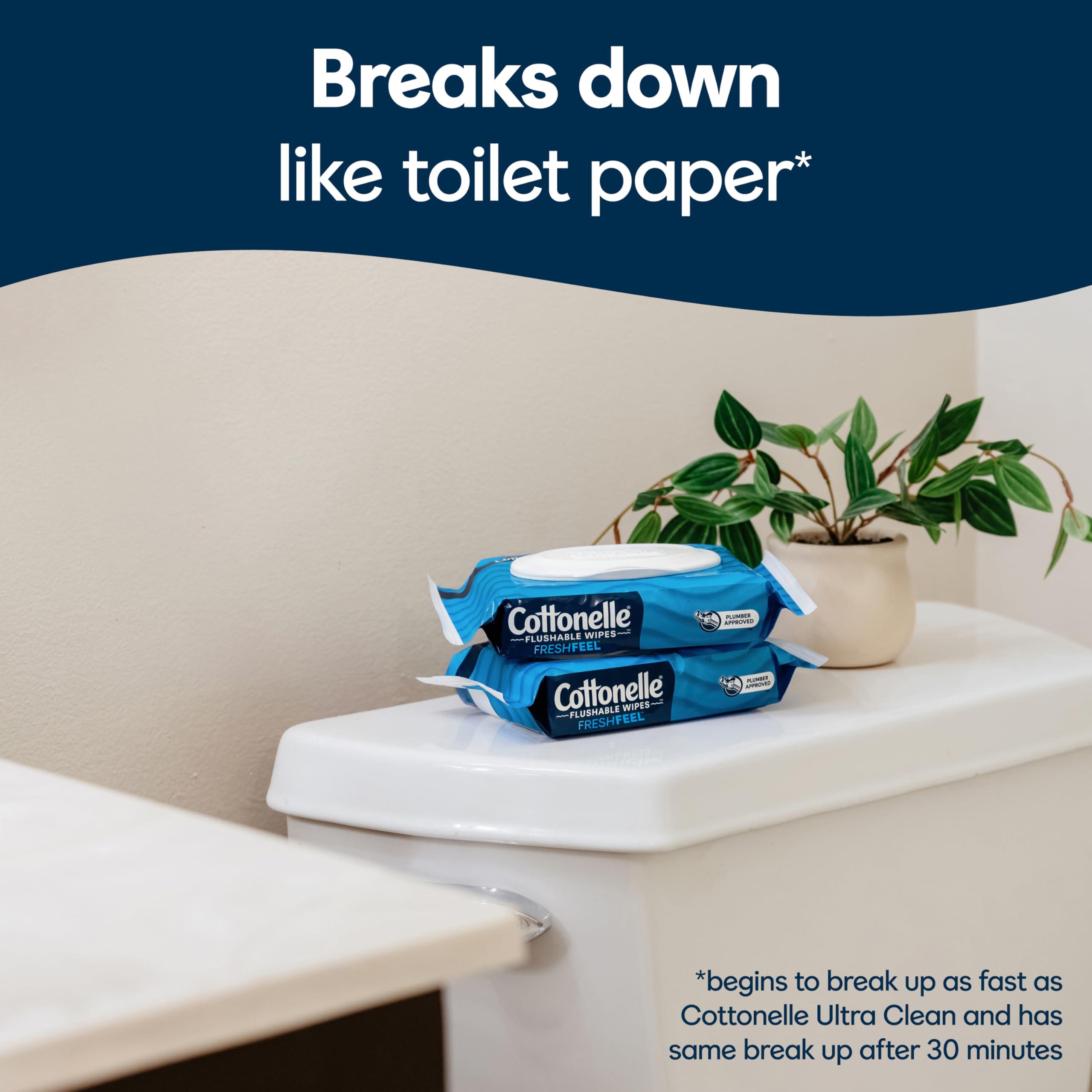 Cottonelle Fresh Feel Flushable Wet Wipes, Adult Wet Wipes, 8 Flip-Top Packs, 42 Wipes Per Pack (336 Total Wipes), Packaging May Vary - Image 4