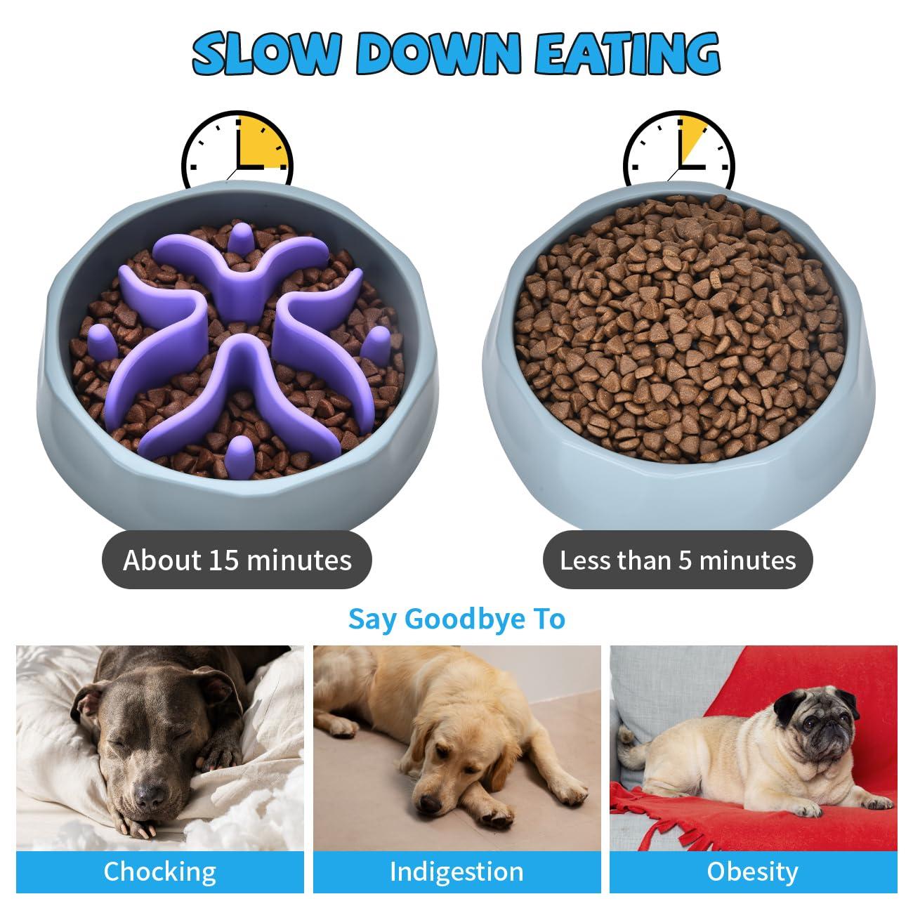Slow Feeder Dog Bowls Insert, Silicone Slow Feeder Bowl with Strong Suction Cups Perfect for Stainless Steel Glass Ceramic Dog Bowls (Purple, Small Size) - Image 2