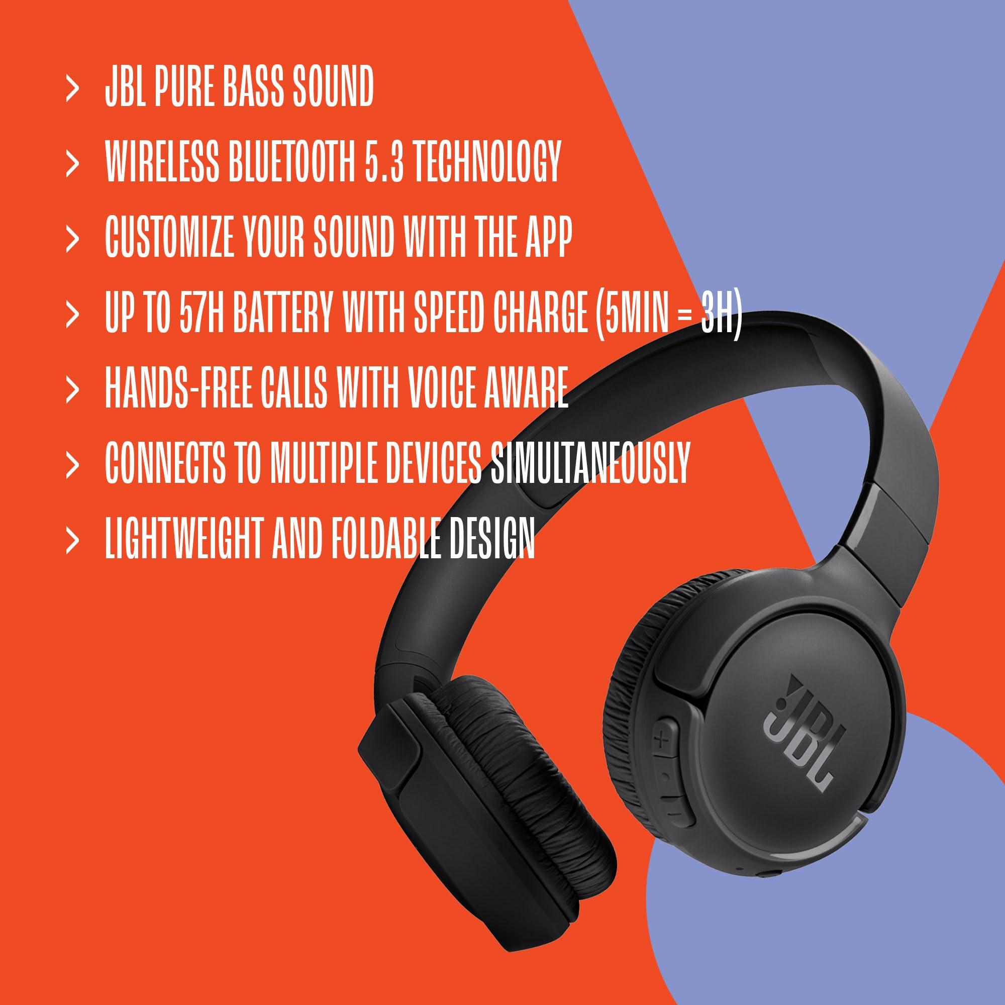 JBL JBLT520BTWHTAM-Z Tune 520BT Wireless on-ear Headphones, White - (Renewed) - Image 6