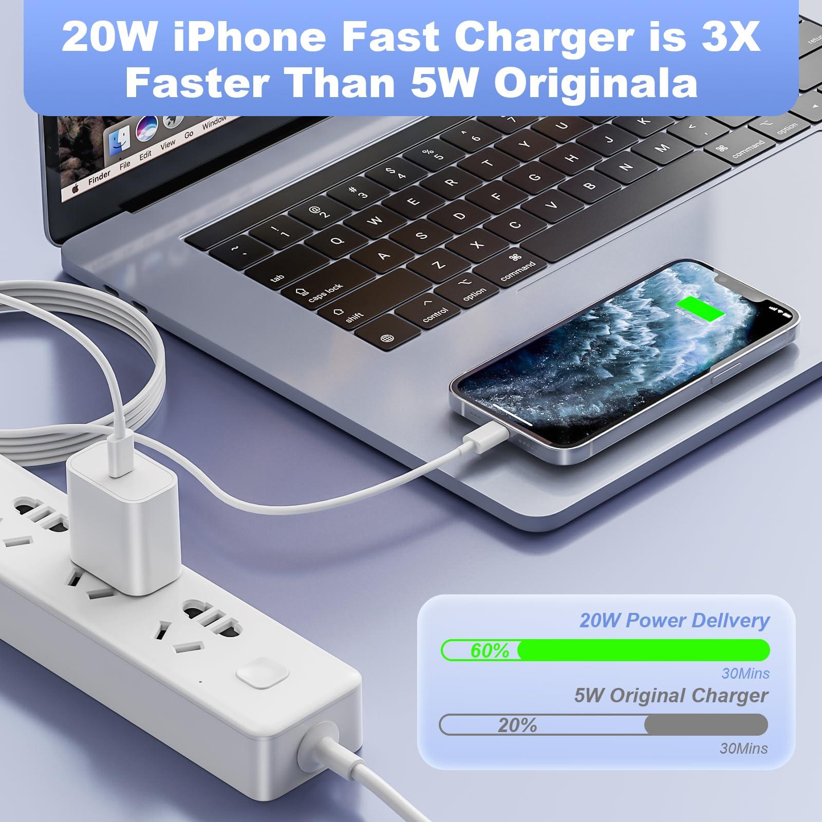 iPhone Charger Fast Charging,【Apple MFi Certified】 20W Type C Fast Charger Block with 6FT USB C to Lightning Cable for iPhone 14/13/13 Pro/12/12 Pro/12 Pro Max/11/Xs Max/XR/X,iPad,AirPods Pro, 3 Pack - Image 2