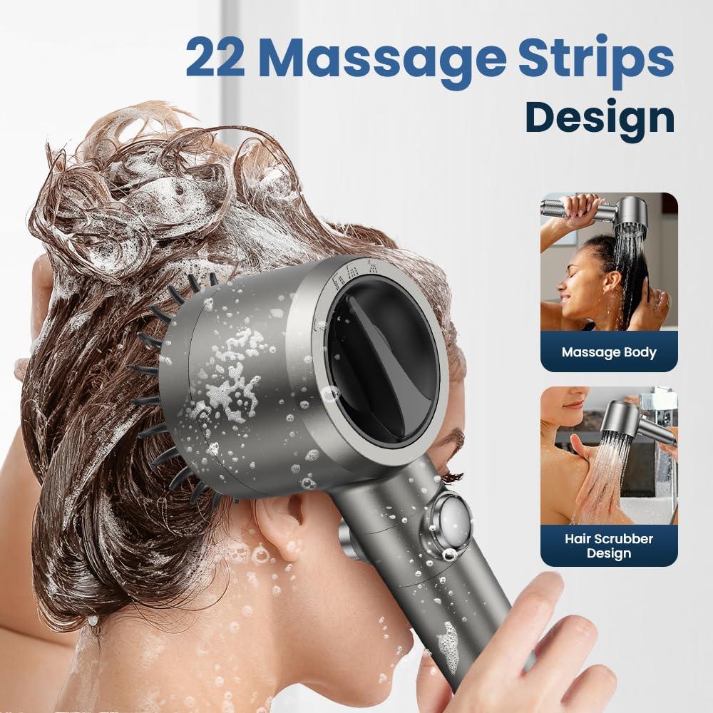 JOMST Filtered Shower Head with Handheld,High Pressure Shower Head 4 Spray Modes,ShowerHead with ON/OFF Switch for Pets,Built-in Power Wash to Clean Tub,Shower Heads Combo with Stainless Steel Hose - Image 2