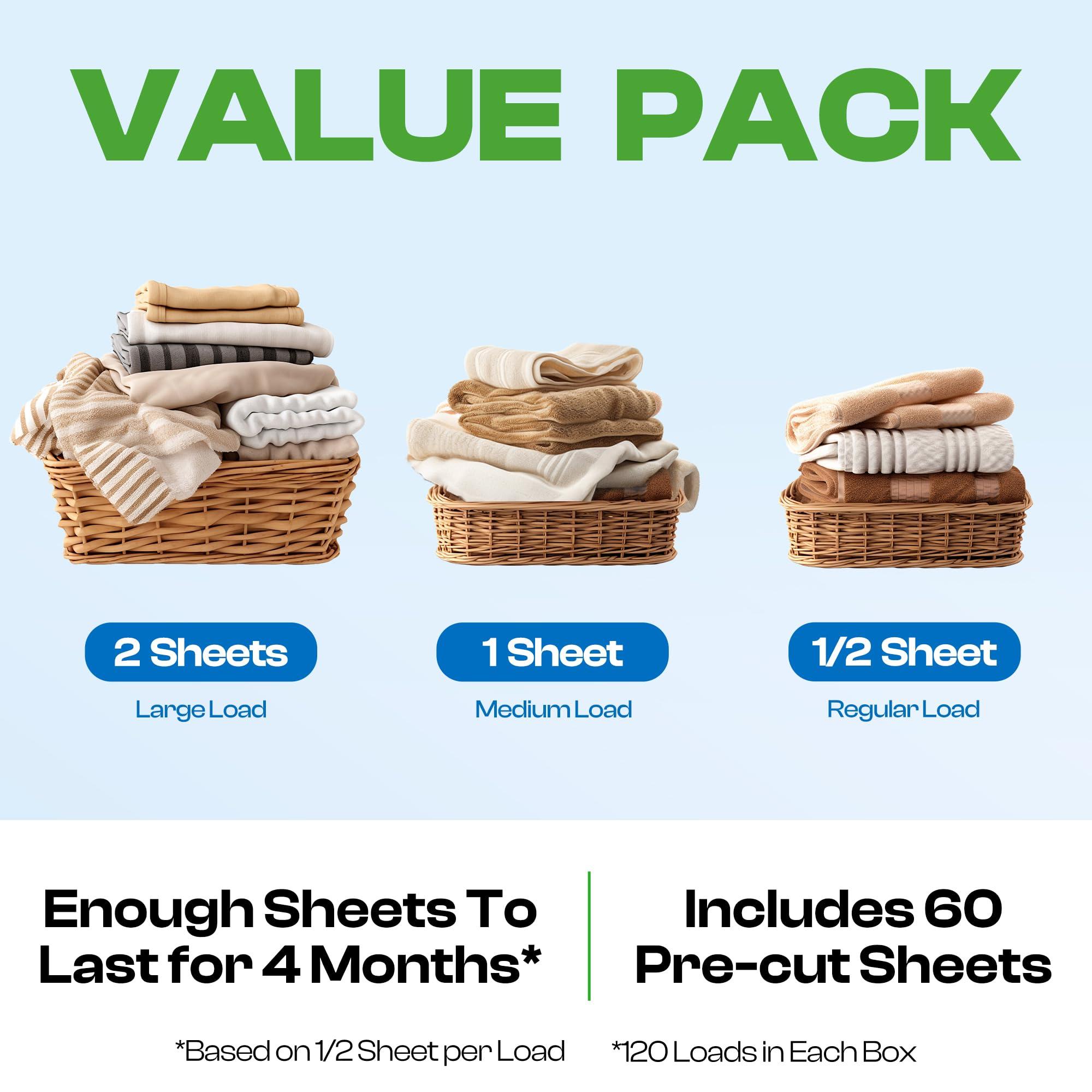 HAPPY HOUR Laundry Detergent Sheets Value Pack with up to 120 Loads, Non Toxic Laundry Sheets Detergent Soap for Sensitive Skin, Recyclable Eco Friendly, Perfect for Travel - Fresh Scent - Image 3