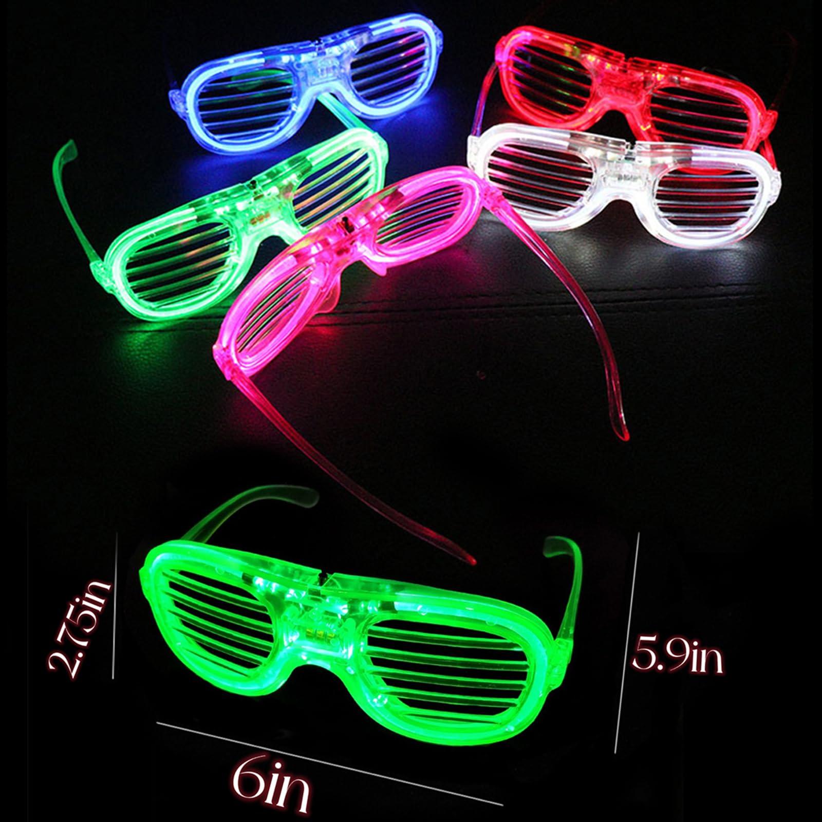 25 Packs LED Glasses 5 Neon Colors glow in the dark party supplies Favor for Kids Adult Glow sticks Light Up Glasses fit Holiday Birthday Valentine's Day and Halloween Party Supplies Cosplay Christmas - Image 3