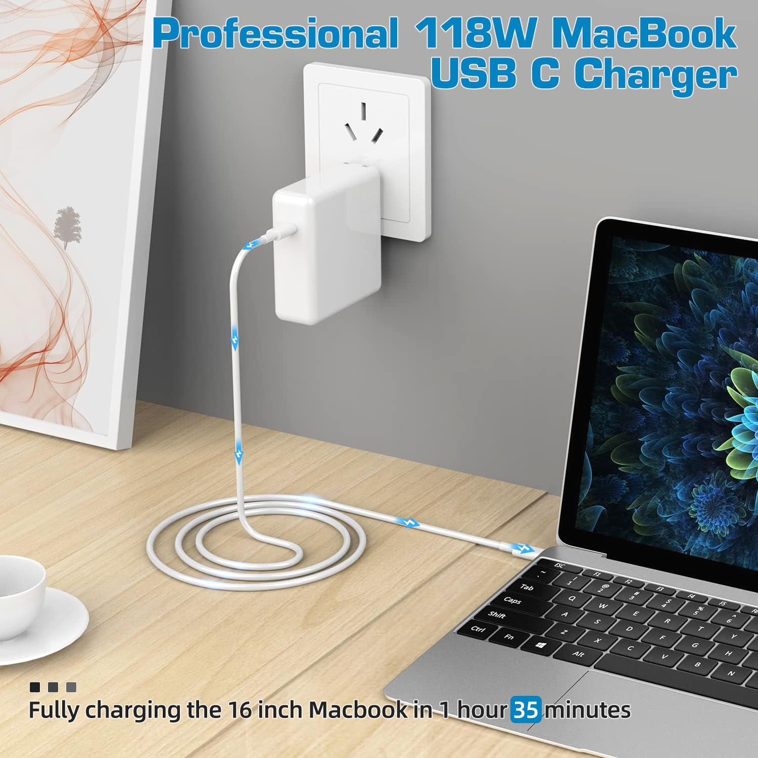 Mac Book Pro Charger - 118W USB C Charger Fast Charger Compatible with MacBook Pro, MacBook Air, M1 M2 M3 M4, iPad pro, Samsung Galaxy and All USB-C Devices, 6.6ft Cable - Image 2