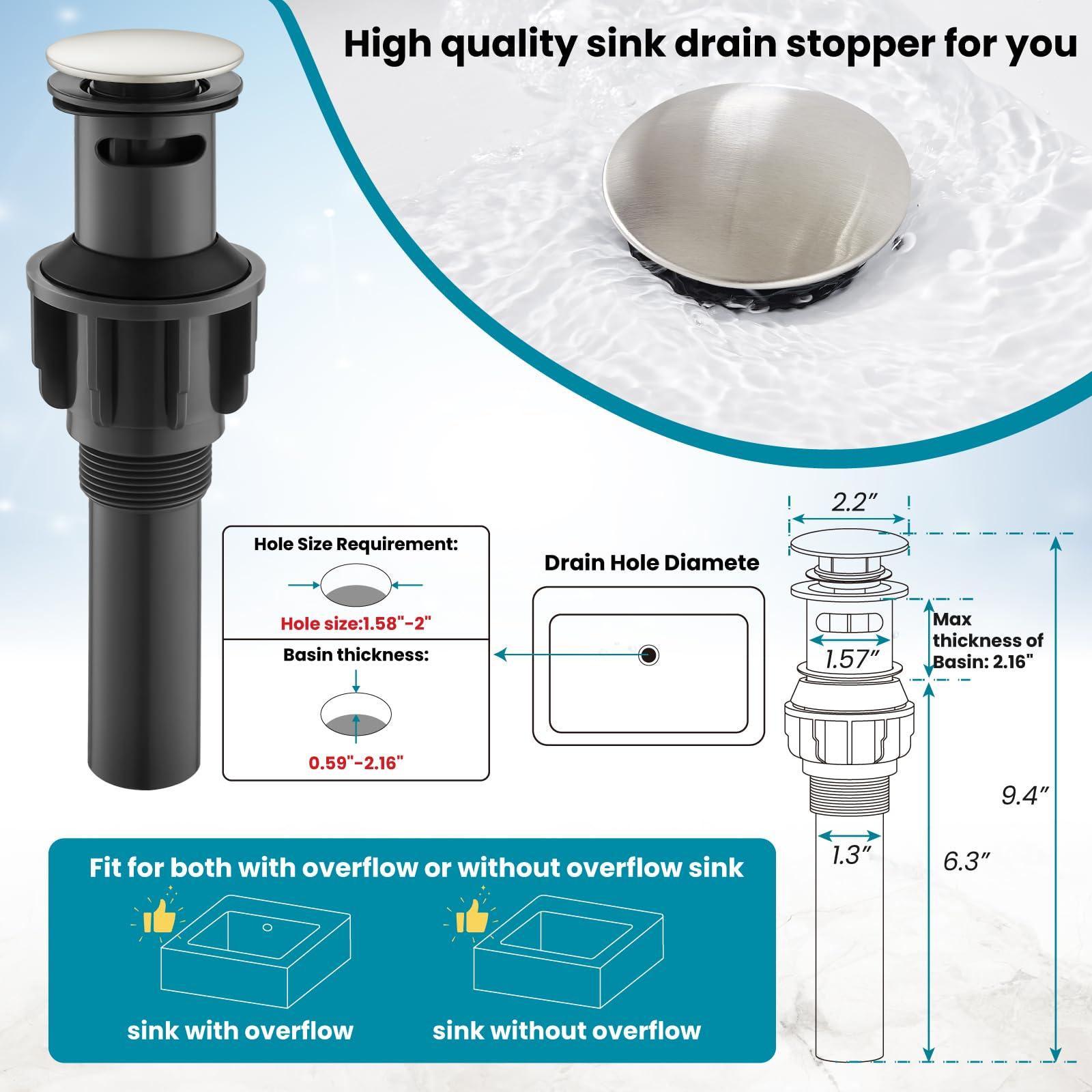 gotonovo Bathroom Sink Faucet Widespread Brushed Nickel Double Mixing Tap Deck Mount Cross Knobs 3 Hole with Pop Up Drain - Image 5