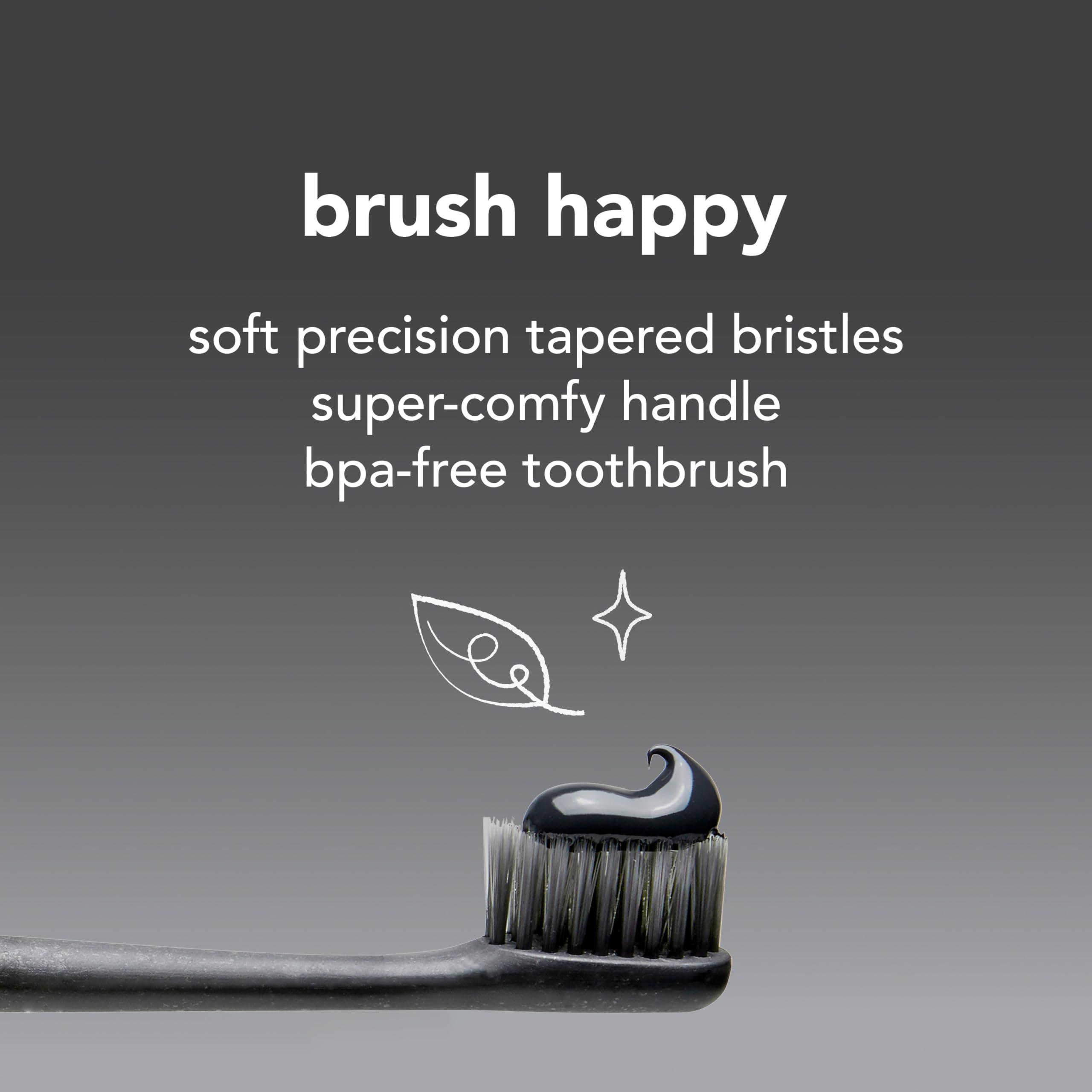 hello Charcoal Soft Toothbrush with Activated Charcoal from Sustainable Bamboo, BPA- Free, Made from Plant-Based Materials, 4 Pack - Image 3