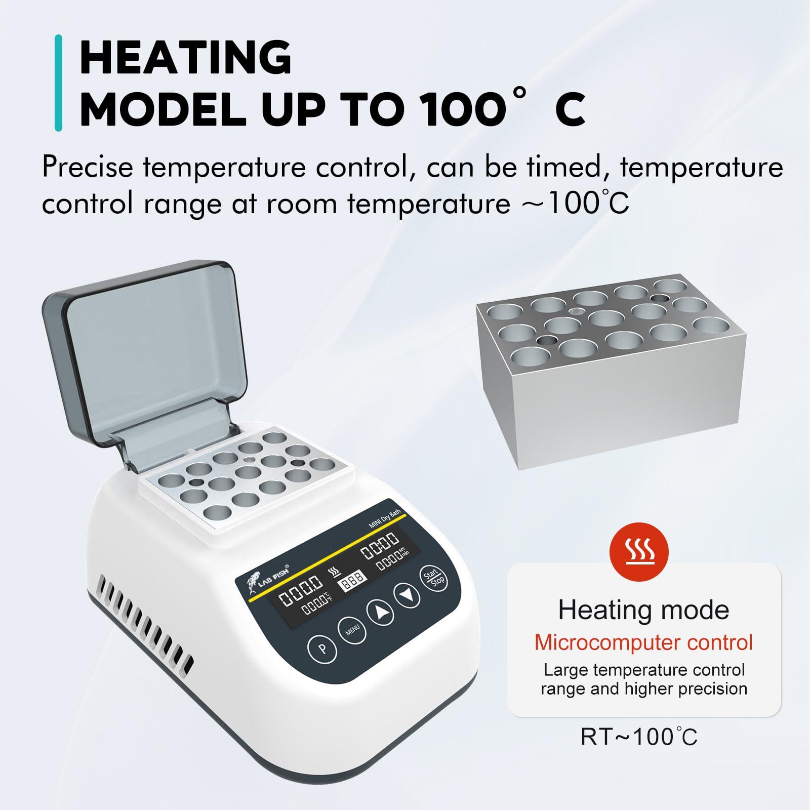 LAB FISH Mini Heating Digital Dry Bath Incubator Laboratory Thermostatic Heater,Programmable Timer | Dry Block Incubator with 1.5ml*15 Centrifuge Tubes Block - Image 4