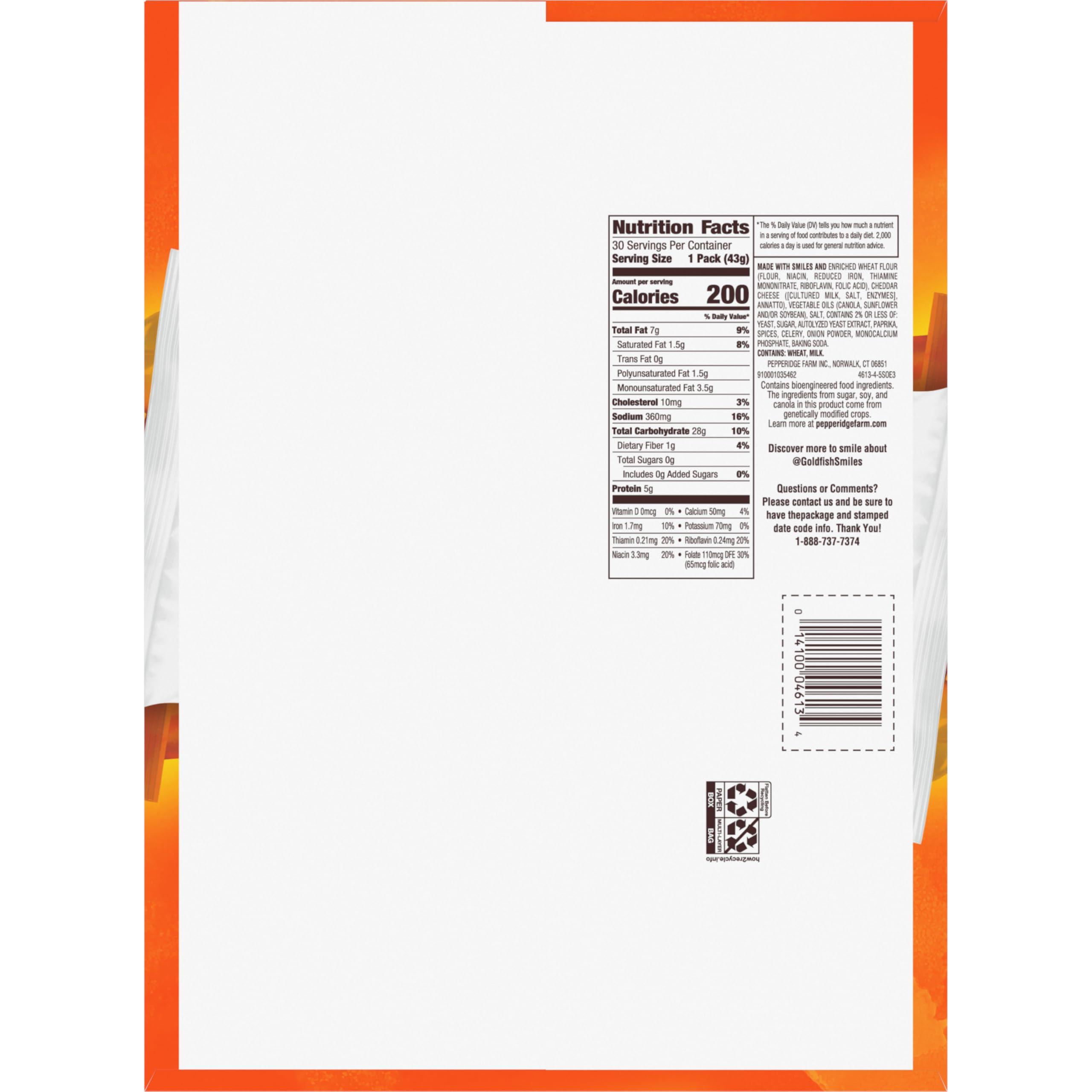 Pepperidge Farm Goldfish Cheddar Crackers, 1.5 oz. Snack Packs, 30 Count - Image 8