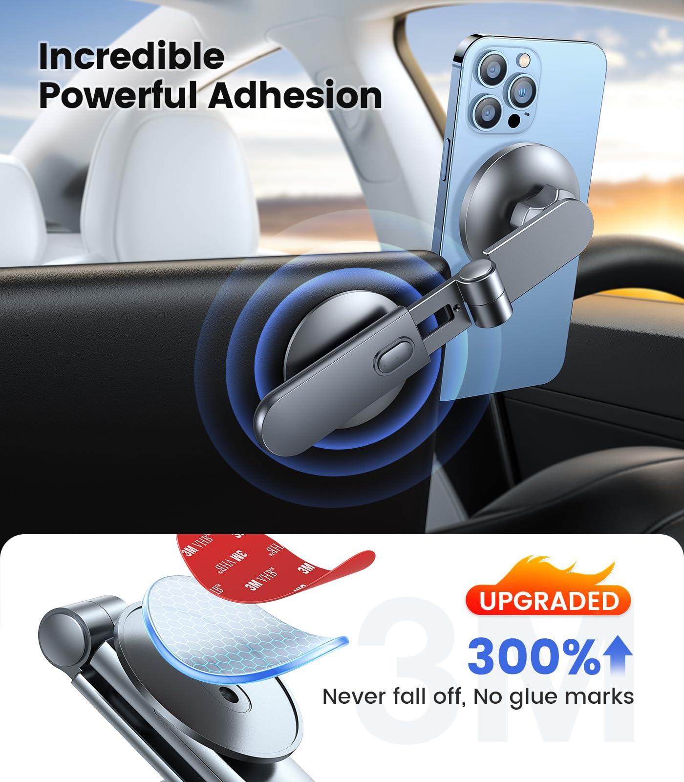 VICSEED Tesla Phone Mount【Strongest Magnet Power】 Foldable Hidden Tesla Phone Holder Fit for All Phones, Tesla Model 3/Y/Cybertruck Accessories, Tesla Model 3 Model Y for MagSafe Car Mount - Image 3