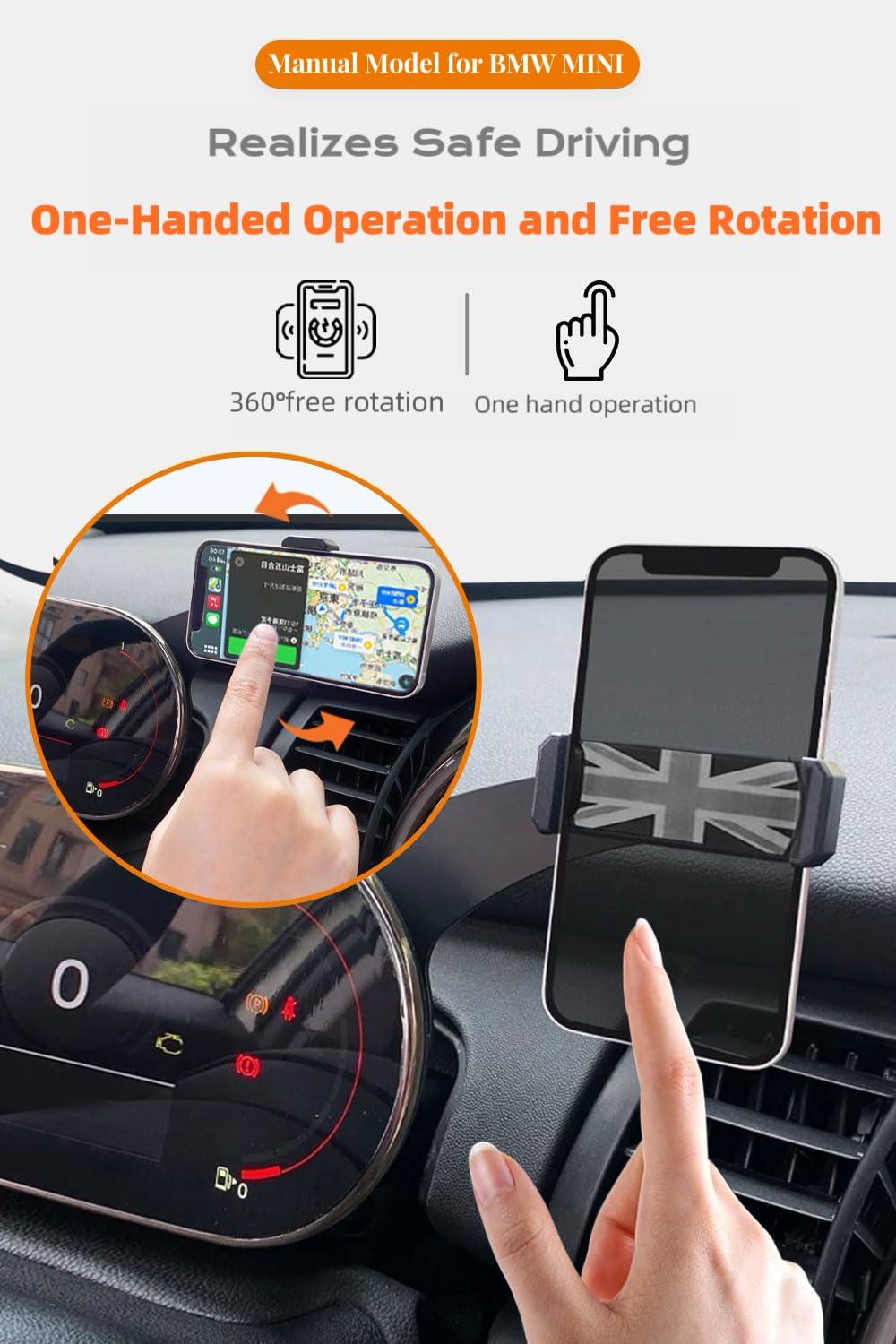 Persevere Car Phone Holder for Mini Cooper F54 F55 F56 F57, 360° Rotatable Digital LCD Dashboard Clip-on Phone Mount for All 4-6.9 Inches Smartphones (Manual Right Side) - Image 3
